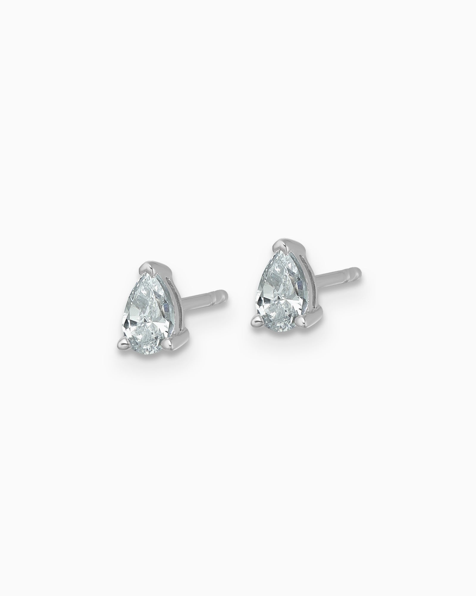Signature 9K White Gold 0.50ct Pear Lab Grown Diamond Claw Stud Earrings