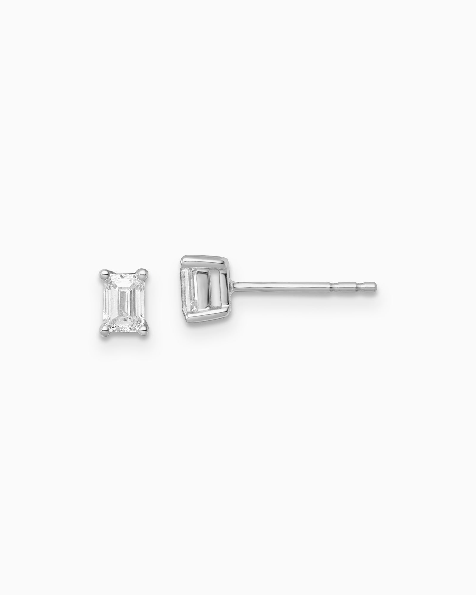 Signature 9K White Gold 0.50ct Emerald Lab Grown Diamond Claw Stud Earrings