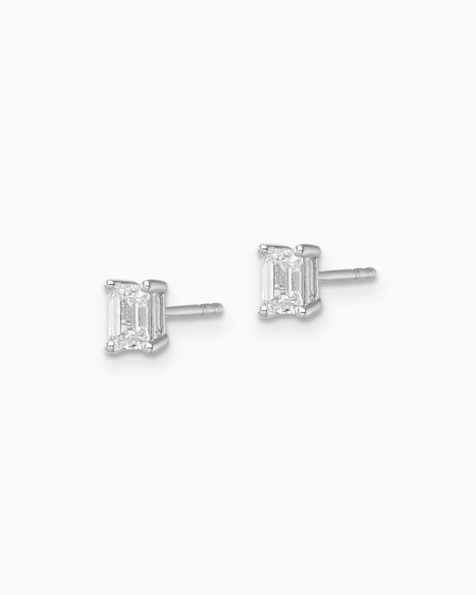 Signature 9K White Gold 0.50ct Emerald Lab Grown Diamond Claw Stud Earrings