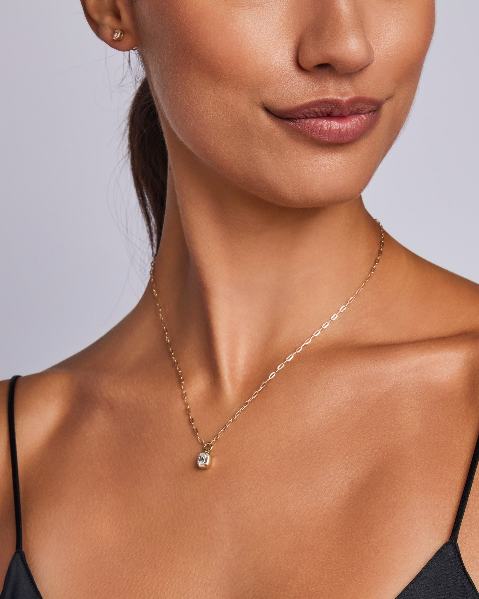 Radiance 9K Gold 0.50ct Emerald Lab Grown Diamond Necklace