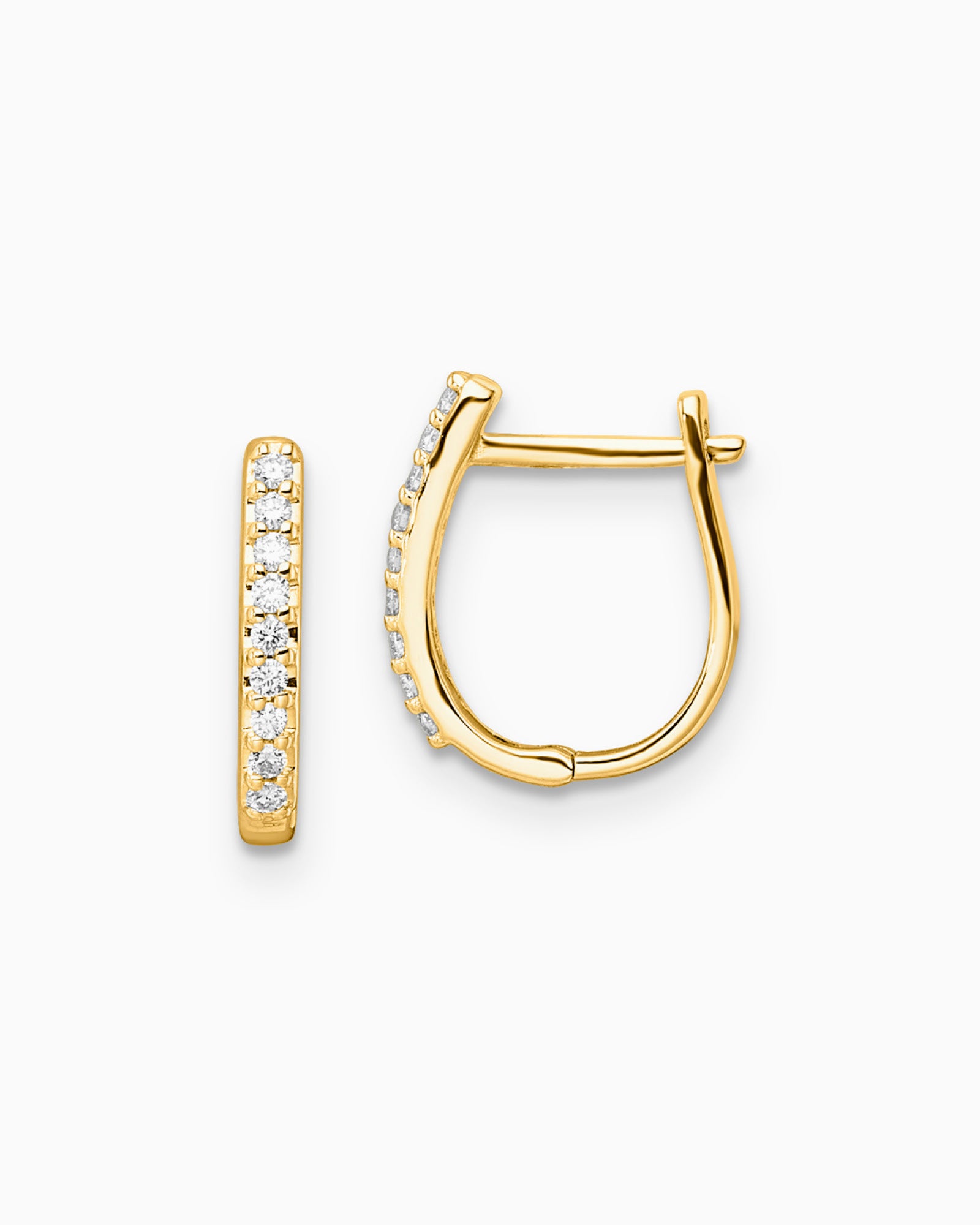 Signature 9K Gold Lab Grown Diamond Huggies, close-up detail — Zoe Olivia