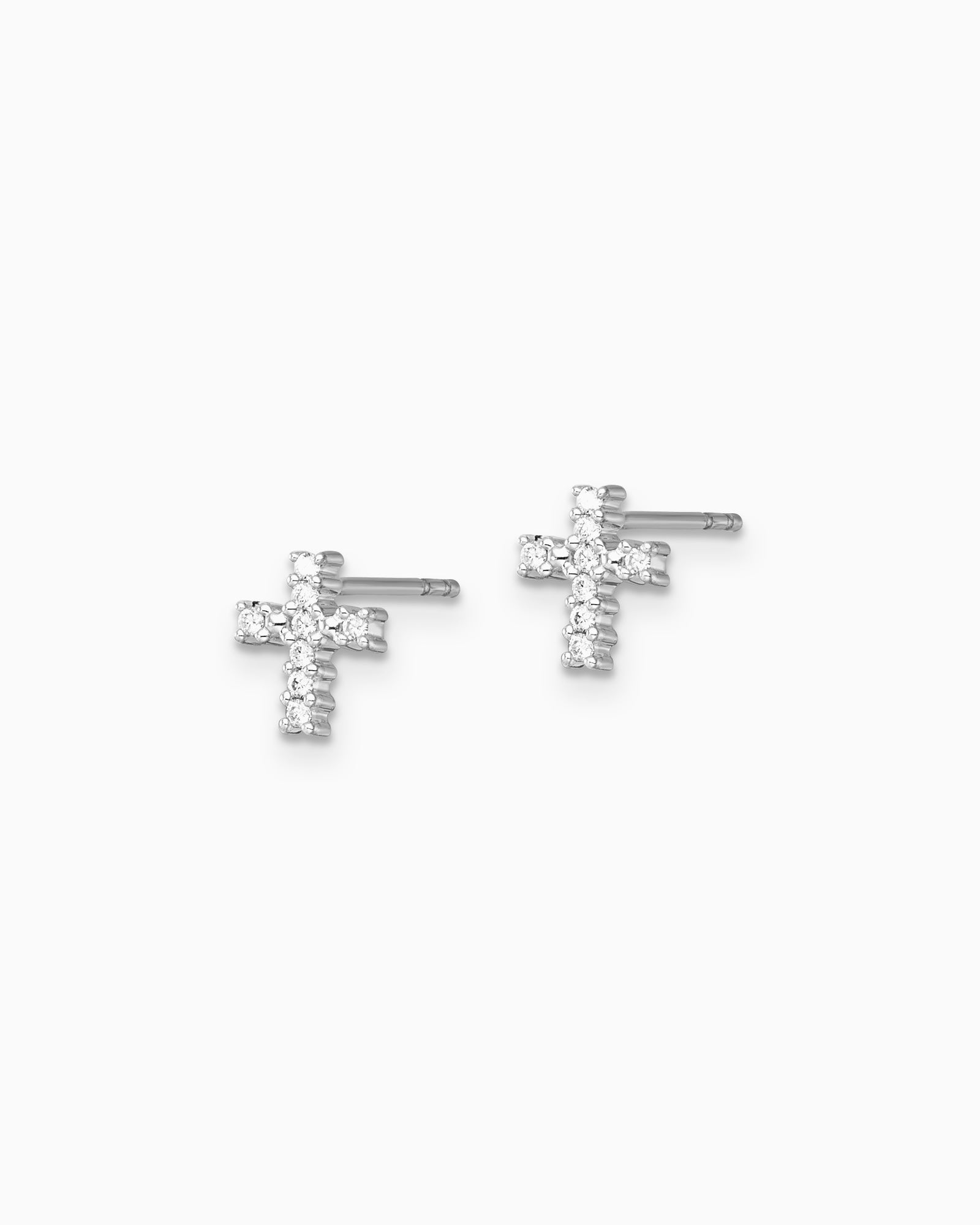 Signature 9K White Gold 0.10ct Lab Grown Diamond Cross Stud Earrings