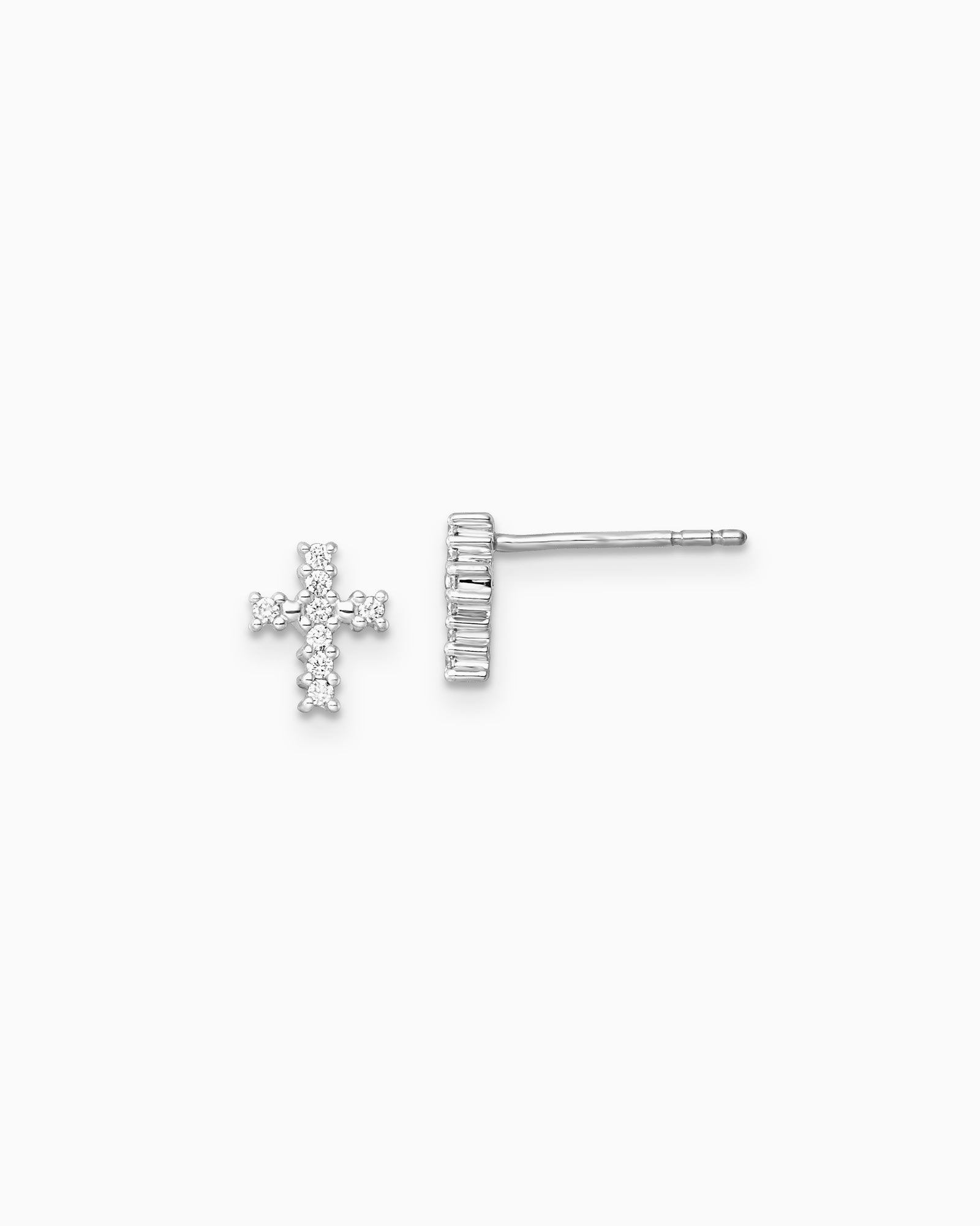 Signature 9K White Gold 0.10ct Lab Grown Diamond Cross Stud Earrings