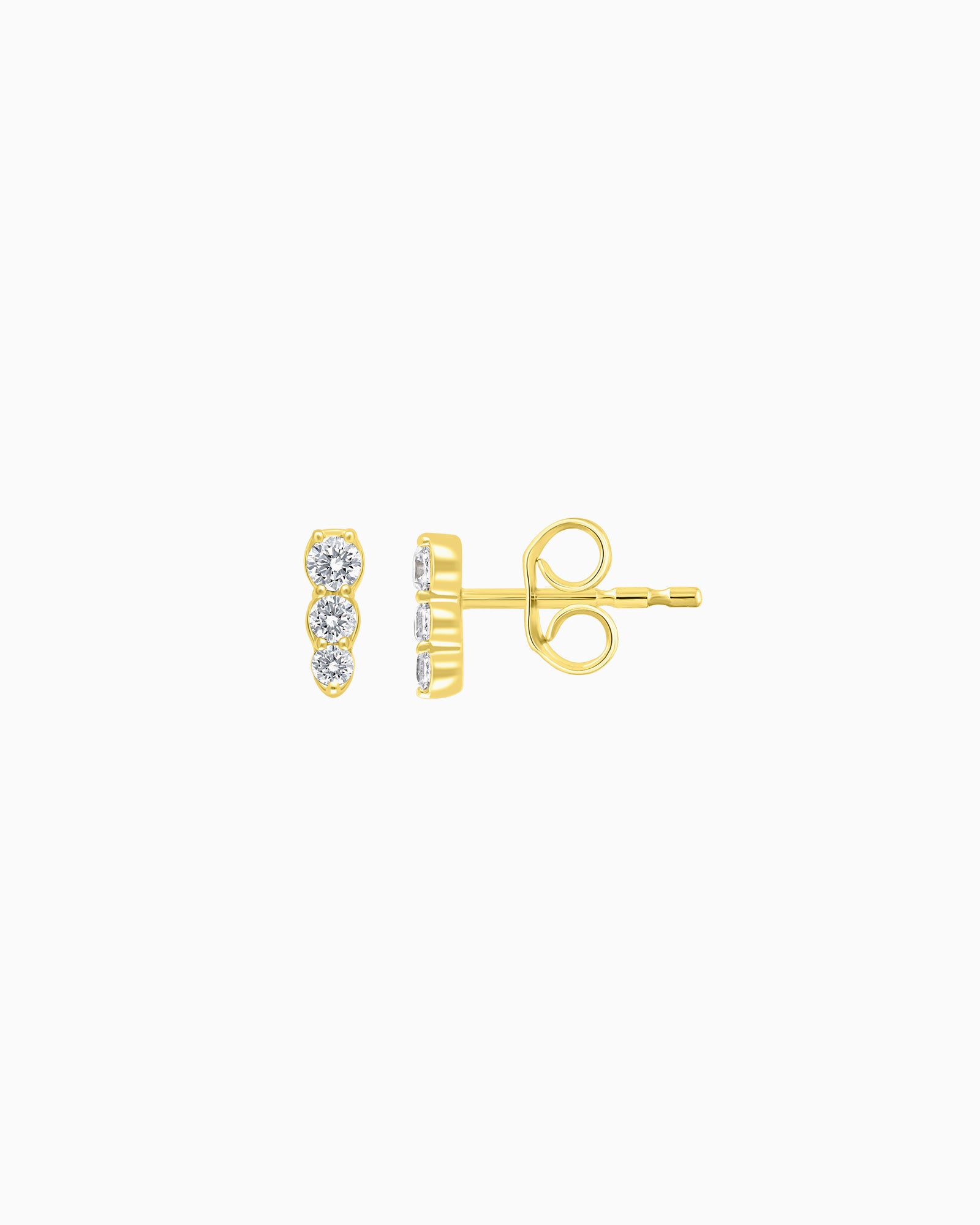 Signature 9K Gold 0.16ct Lab Grown Diamond Vertical 3-Stone Cluster Stud Earrings