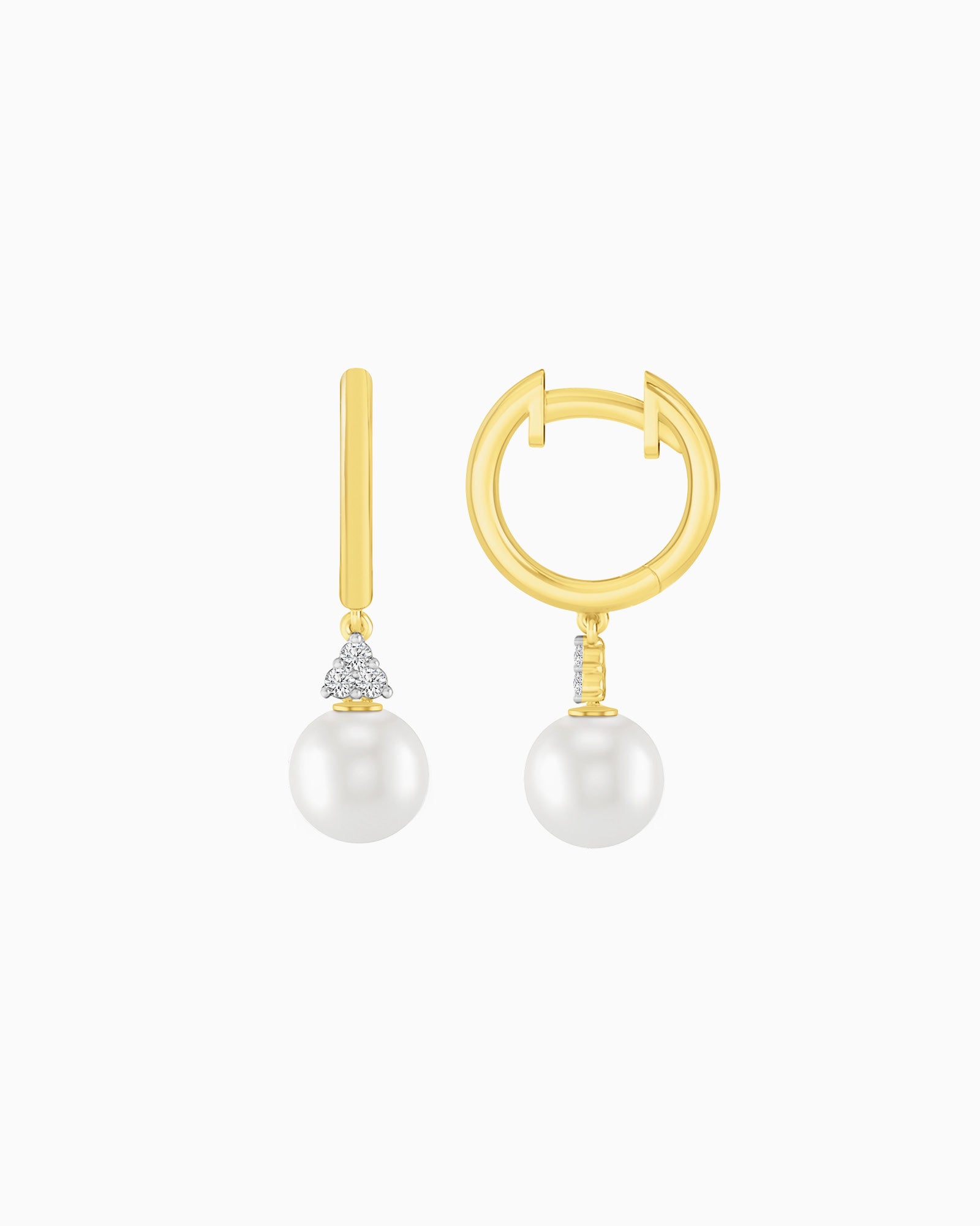 Eternal 9K Gold Lab Grown Diamond & Freshwater Pearl Drop Earrings
