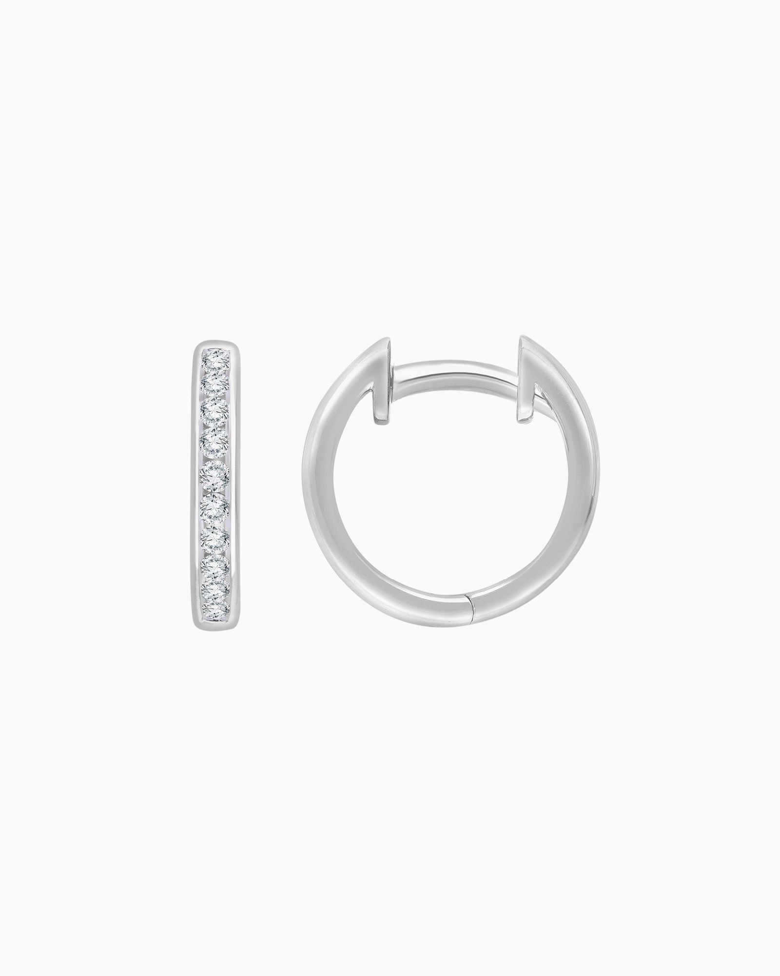 Signature 9K White Gold 0.25ct Lab Grown Diamond Round Huggie Earrings