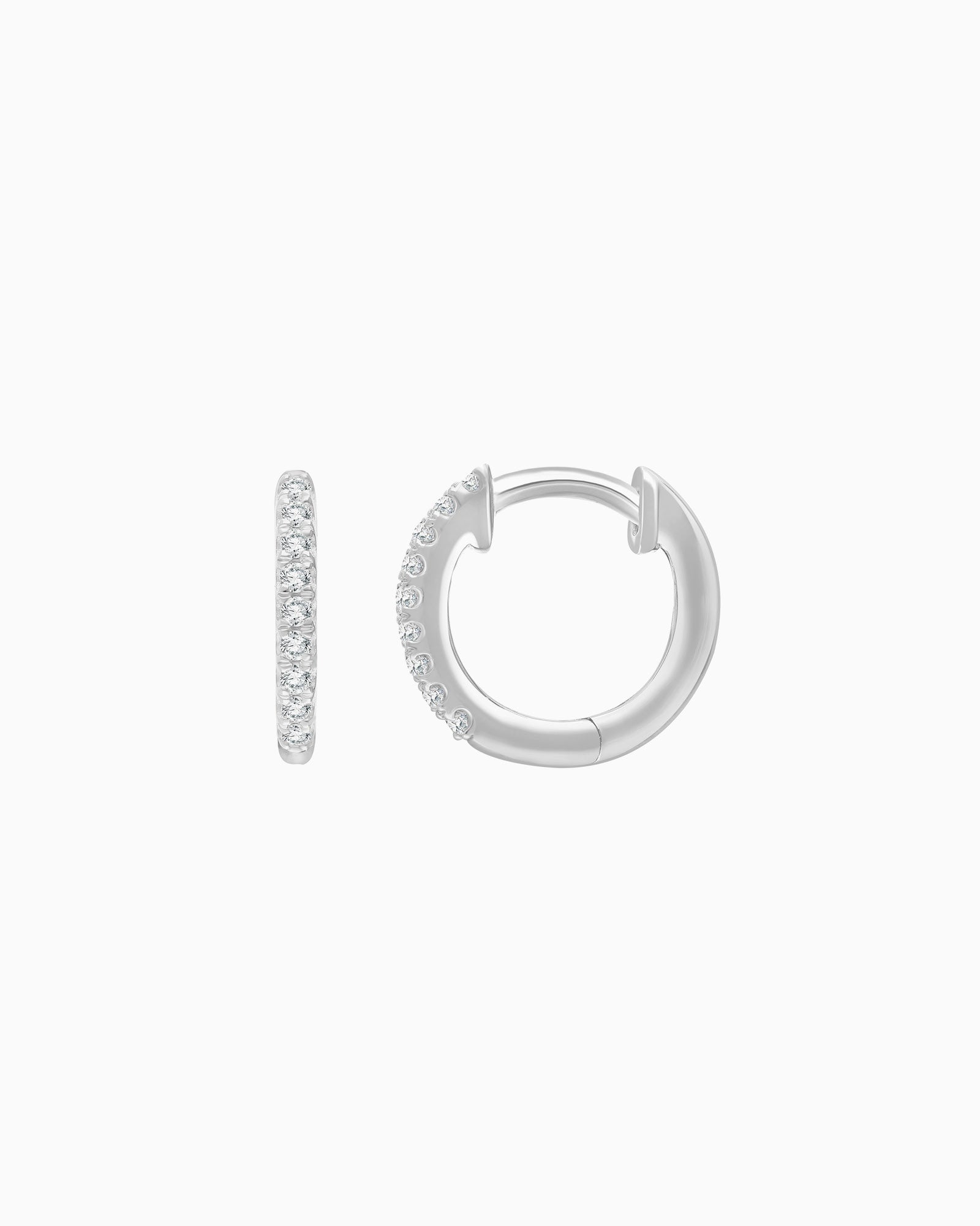 Signature 9K White Gold 0.15ct Lab Grown Diamond Claw Round Huggie Earrings