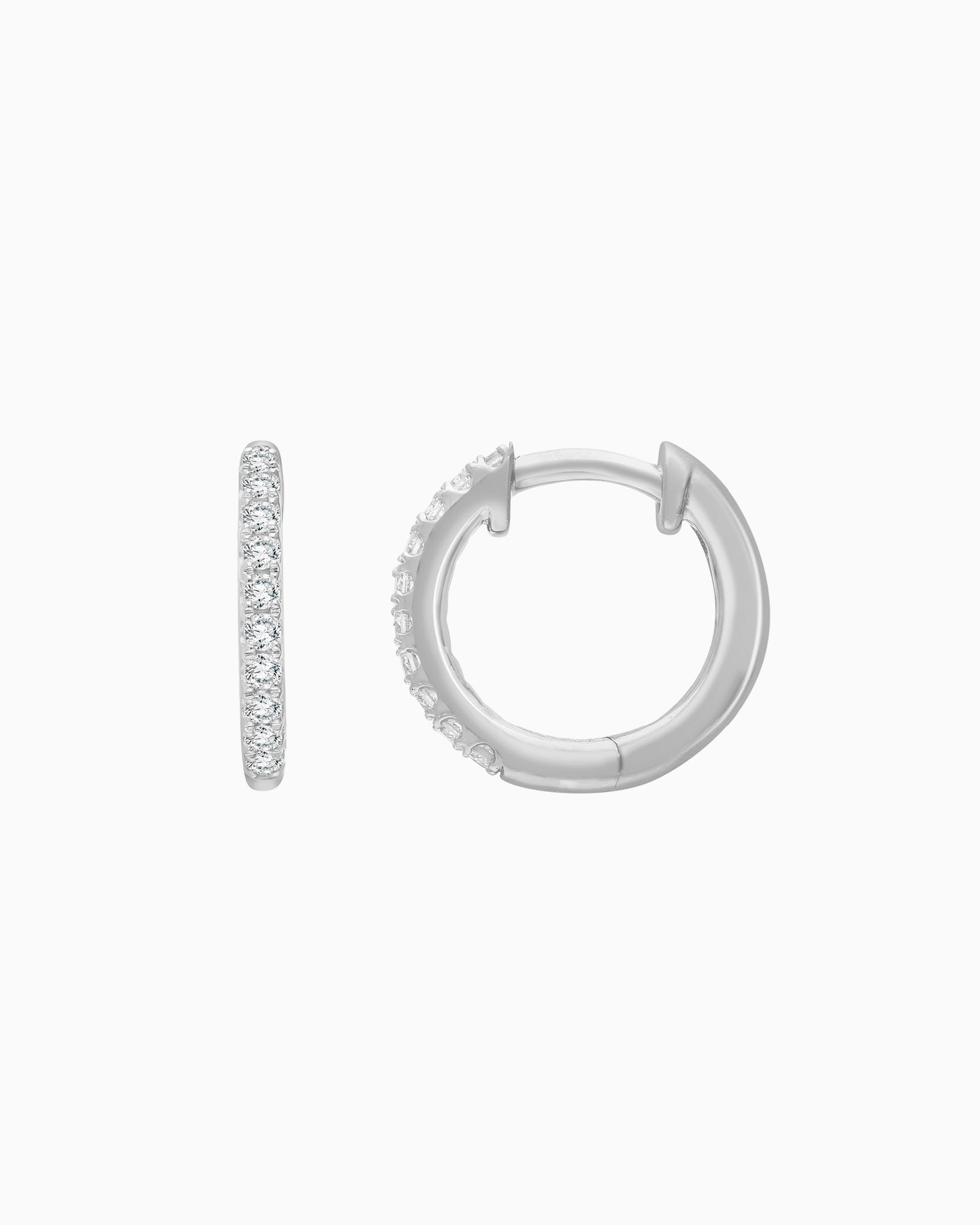 Signature 9K White Gold 0.25ct Lab Grown Diamond Round Claw Huggie Earrings