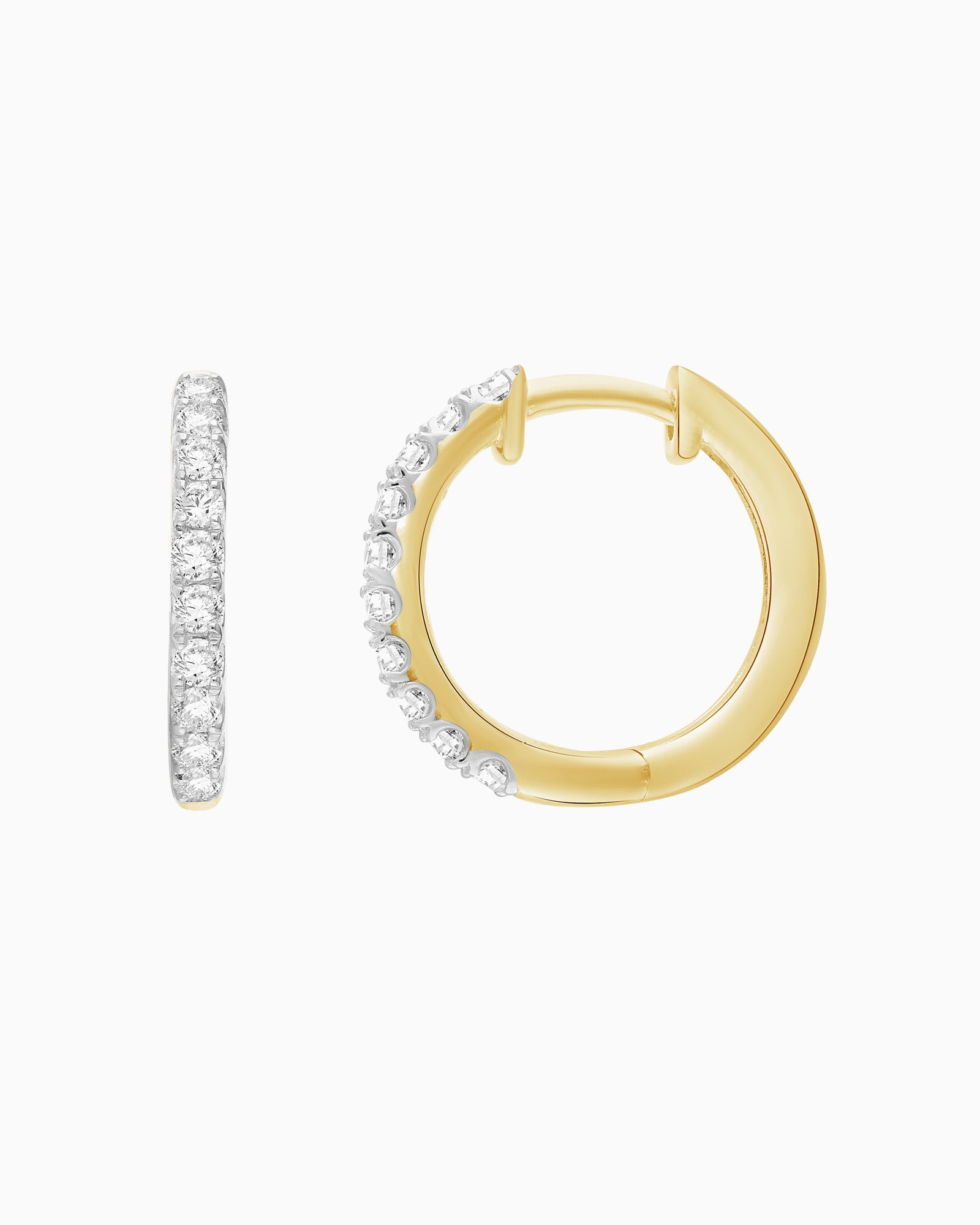 Signature 9K Gold 0.50ct Lab Grown Diamond Round Claw Huggie Earrings