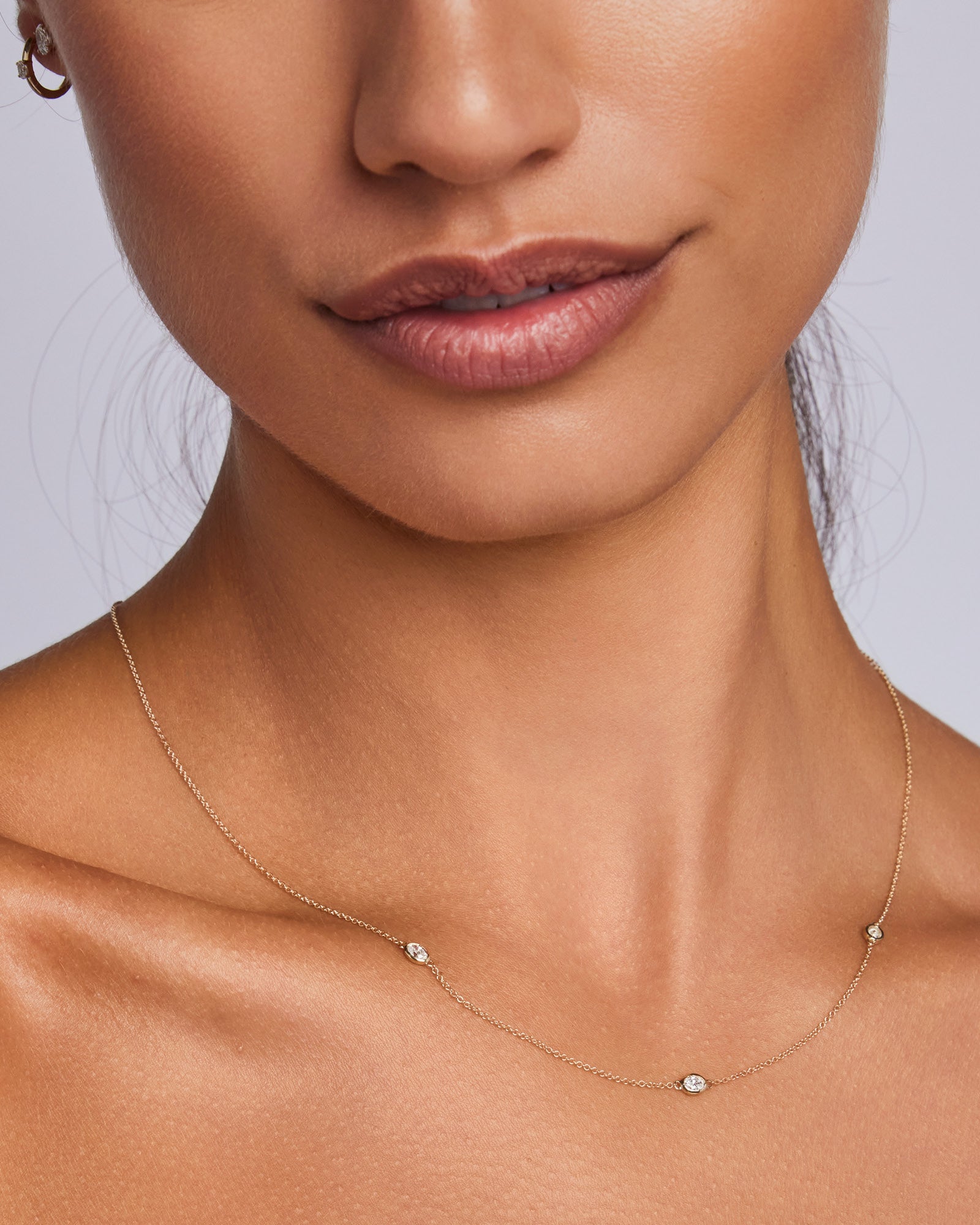 Signature 9K Gold 0.25ct Lab Grown Diamond Station Necklace