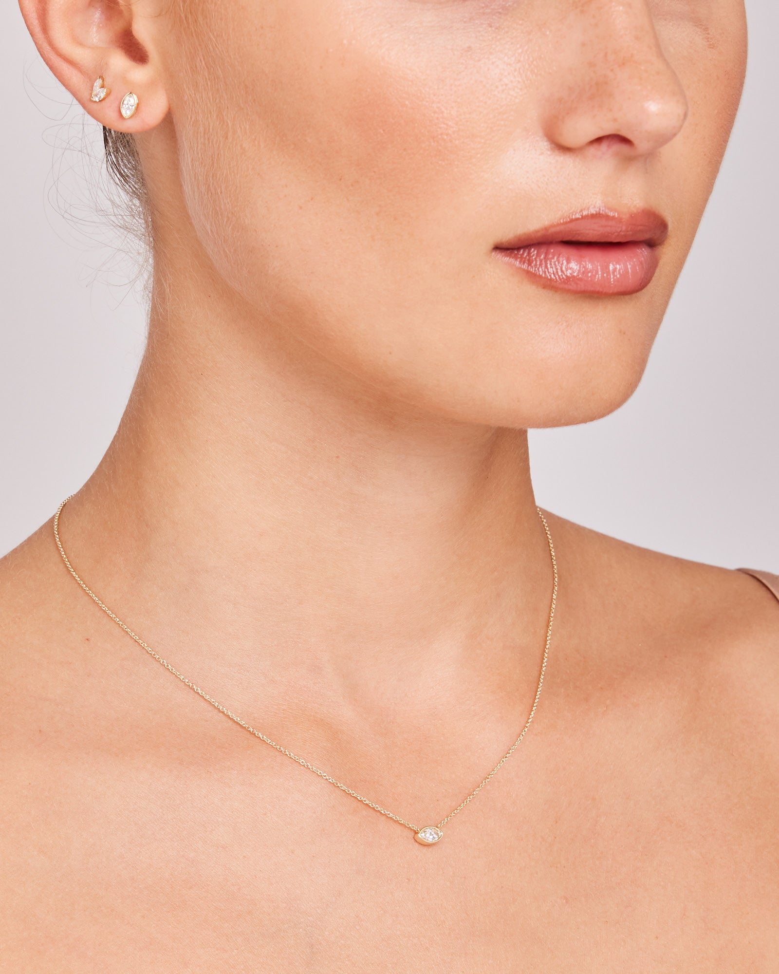 Radiance 9K Gold Marquise Lab Grown Diamond Necklace