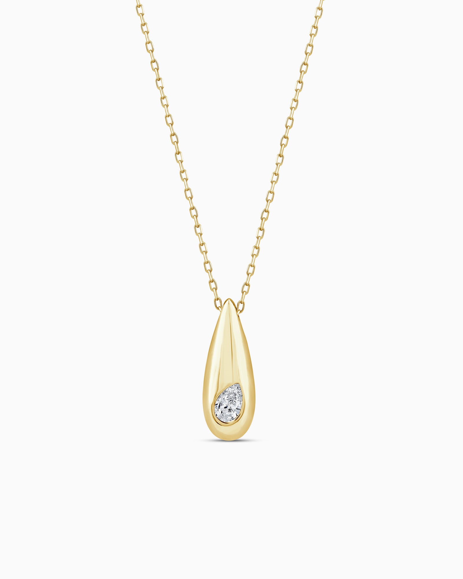 Flow 9K Gold 0.12ct Lab Grown Diamond Pear Necklace