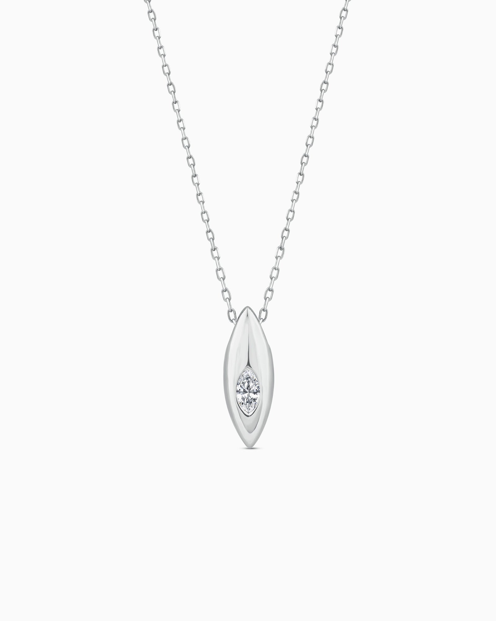 Flow 9K White Gold 0.10ct Lab Grown Diamond Marquise Necklace