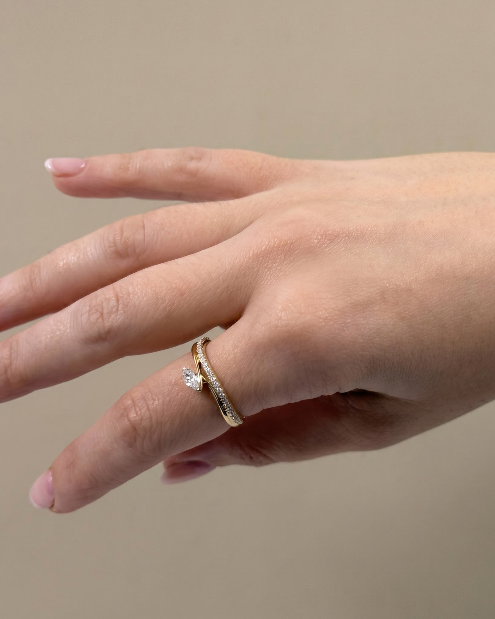 Radiance 9K Gold 0.33ct Marquise Lab Grown Diamond Double Ring