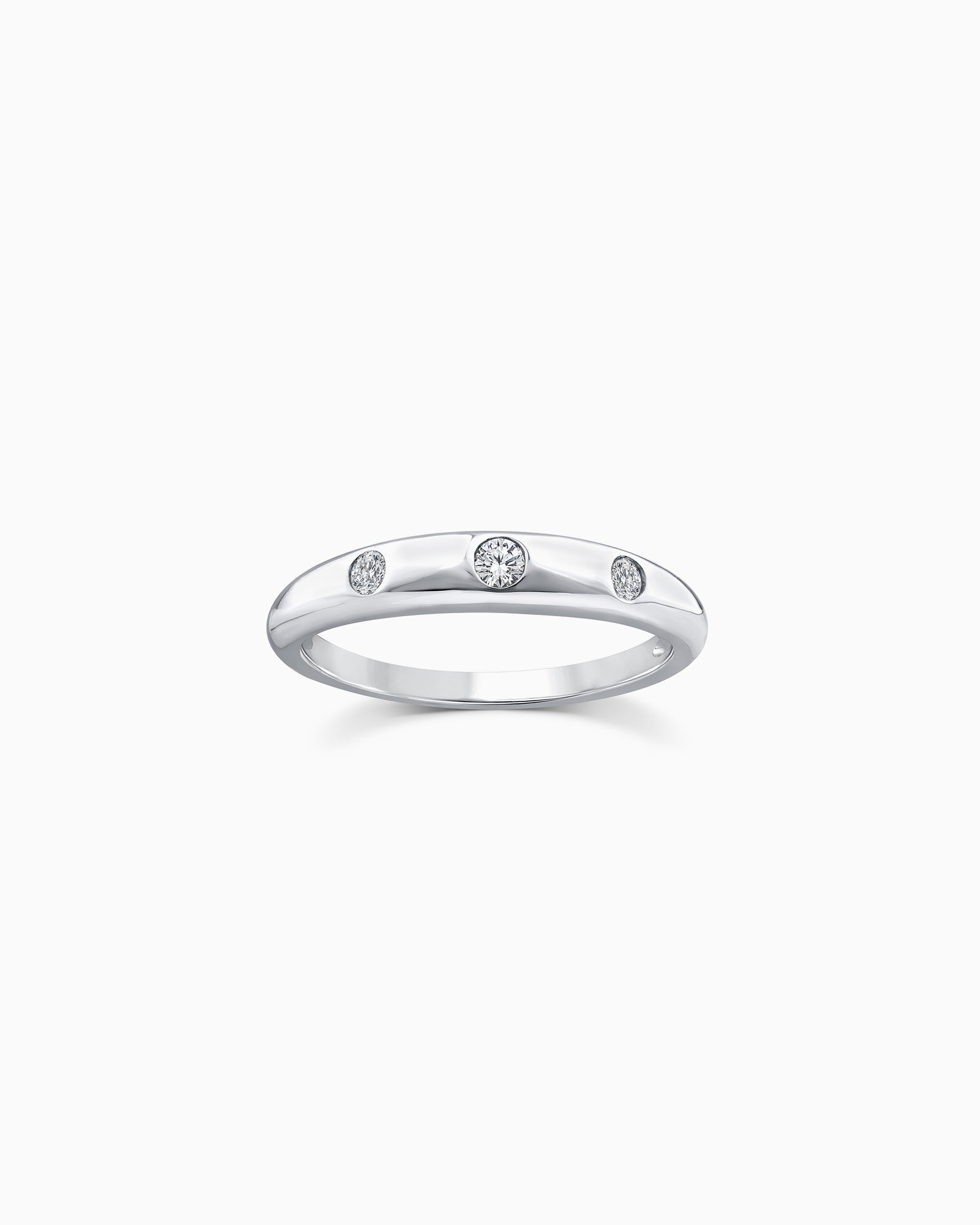 Flow 9K White Gold 0.10ct Lab Grown Diamond 3-Stone Ring