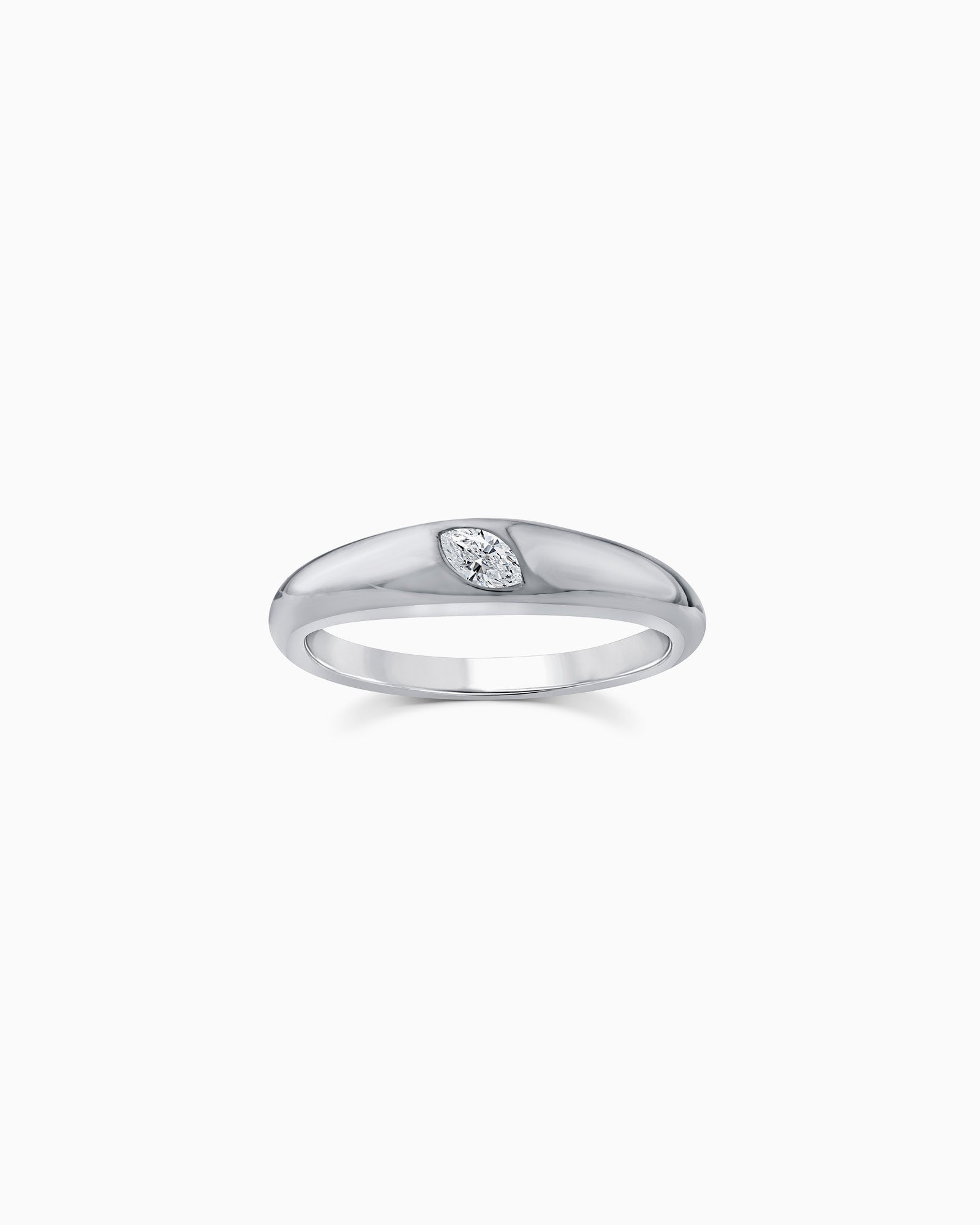 Flow 9K White Gold 0.10ct Marquise Lab Grown Diamond Offset Ring