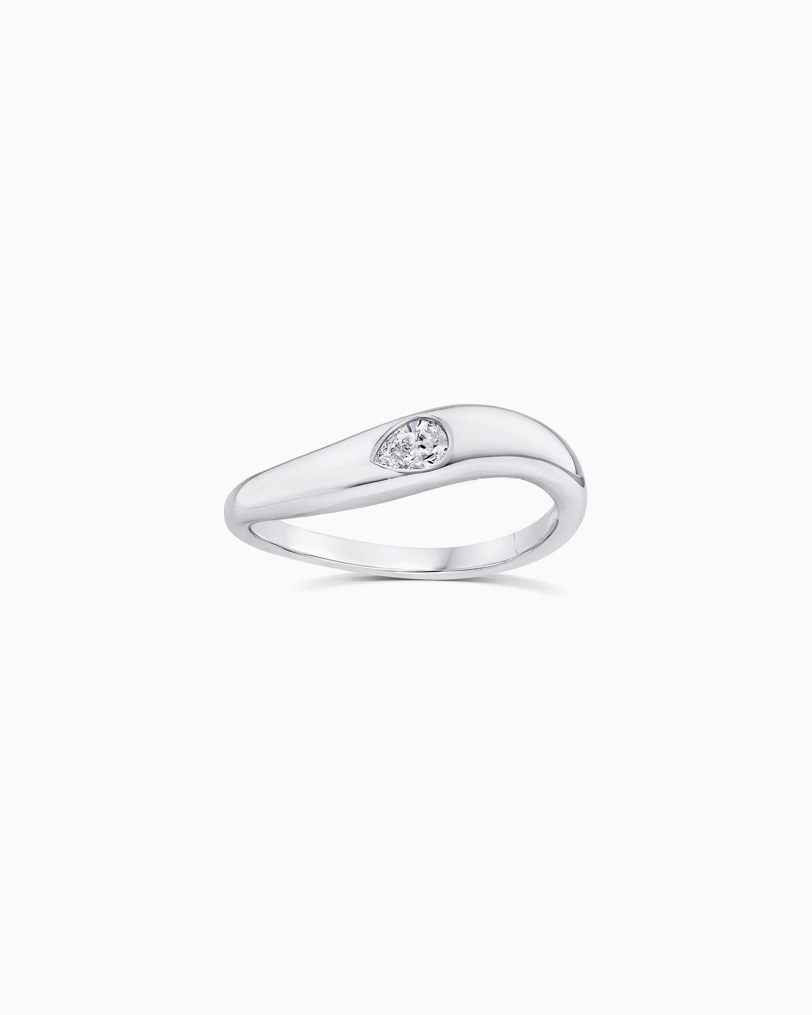Flow 9K White Gold 0.12ct Pear Lab Grown Diamond Wave Ring