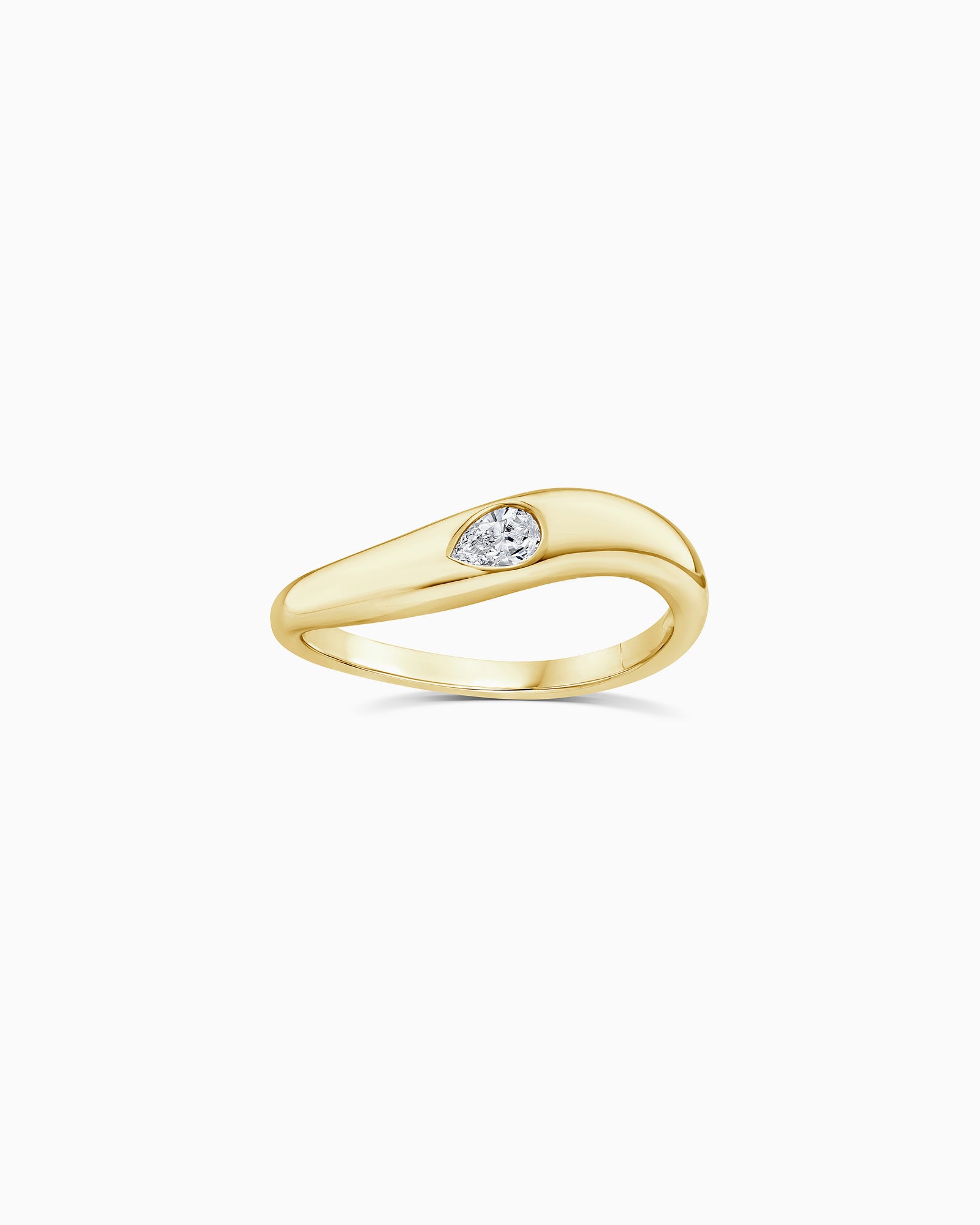 Flow 9K Gold 0.12ct Pear Lab Grown Diamond Wave Ring