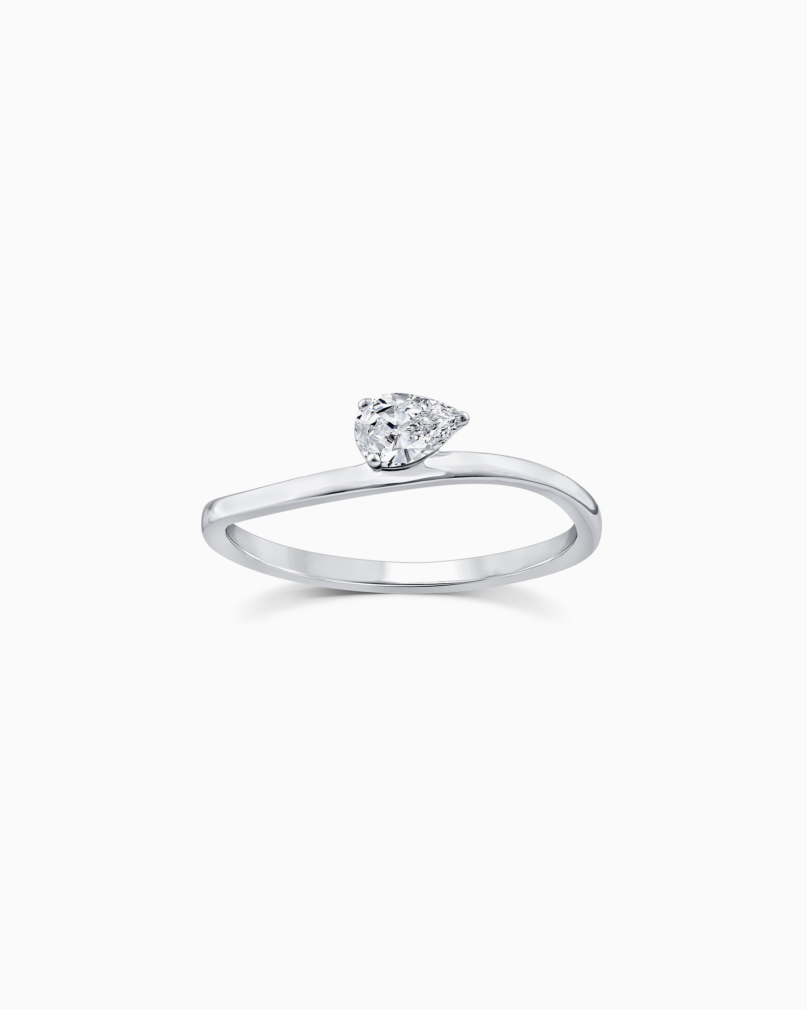 Radiance 9K White Gold Offset Pear Lab Grown Diamond Ring