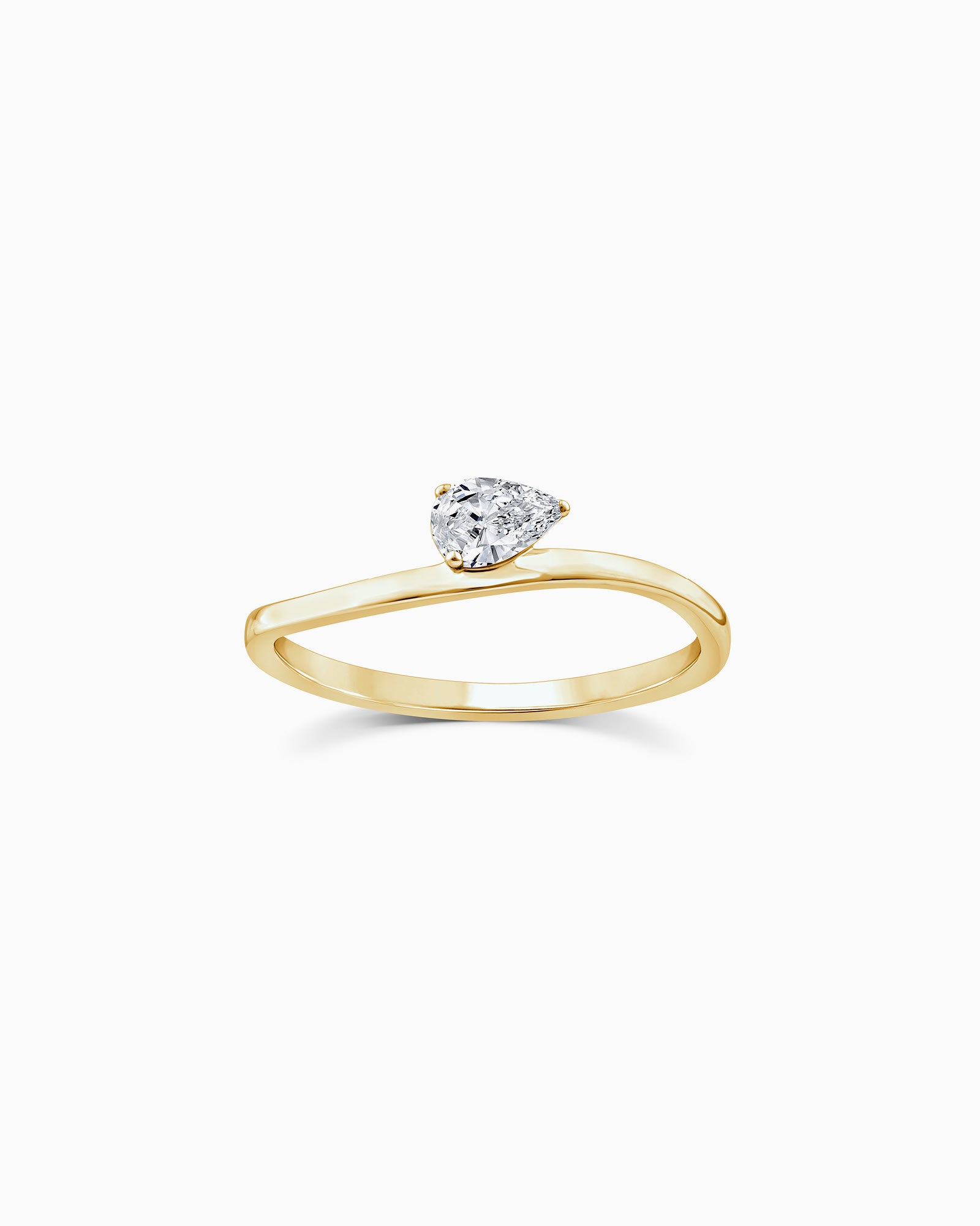Radiance 9K Yellow Gold Offset Pear Lab Grown Diamond Ring