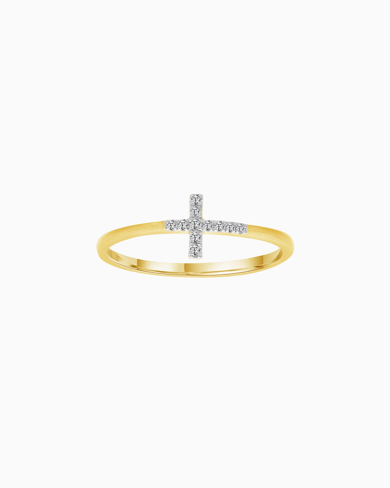 Memento 9K Gold 0.06ct Cross Lab Grown Diamond Ring