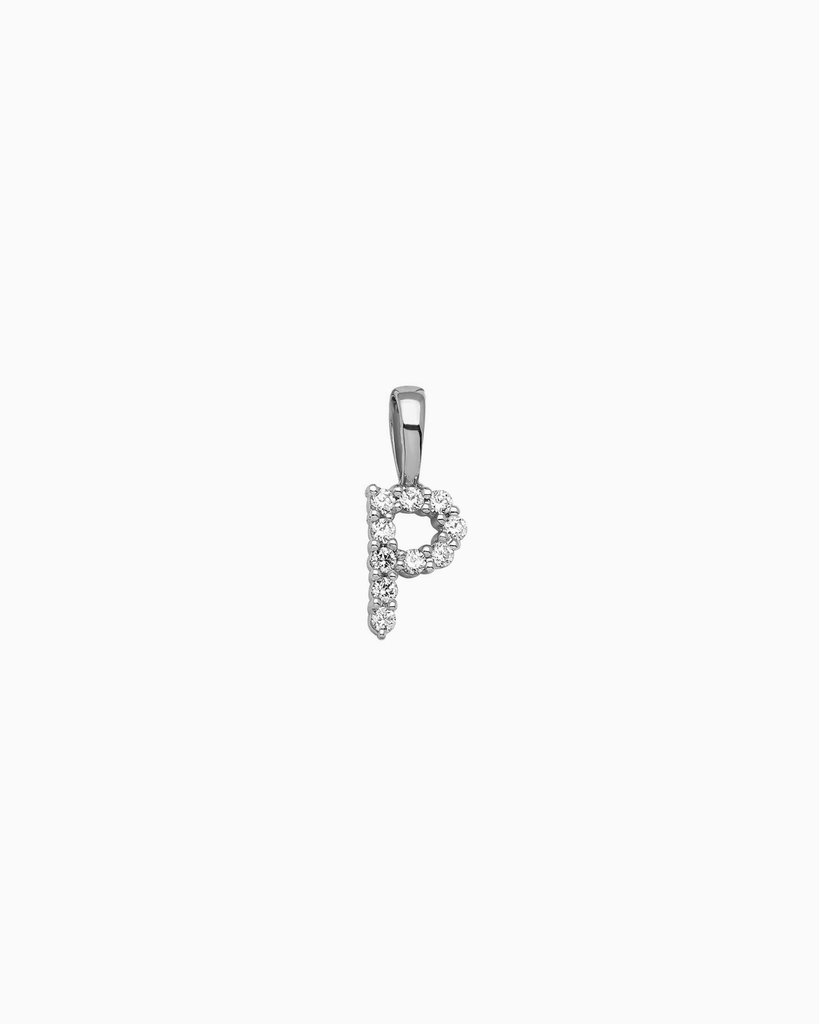 Imprint 9K White Gold Lab Grown Diamond Initial Pendant