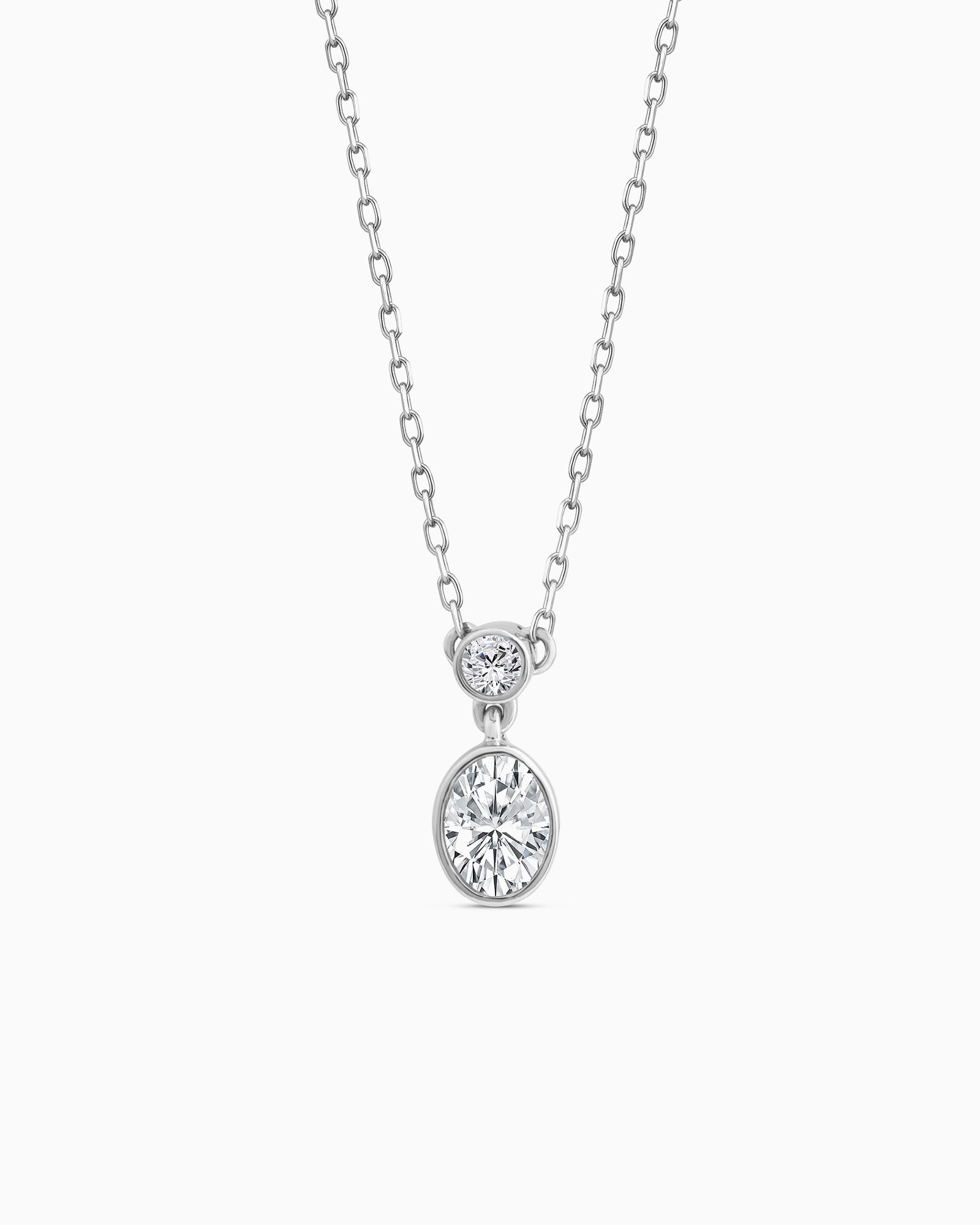 Radiance 9K White Gold 0.25ct Oval Lab Grown Diamond Drop Necklace