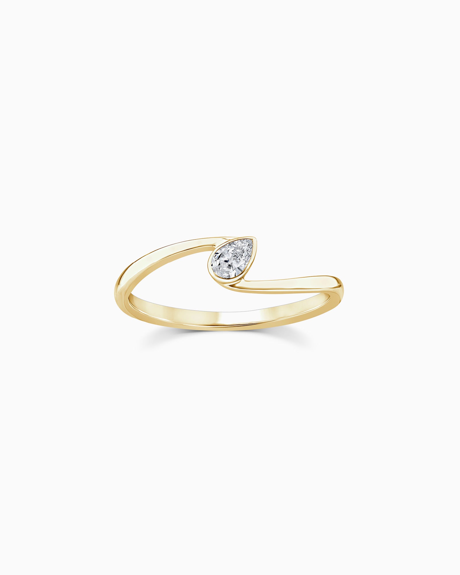 Radiance 9K Yellow Gold Offset Pear Lab Grown Diamond Ring