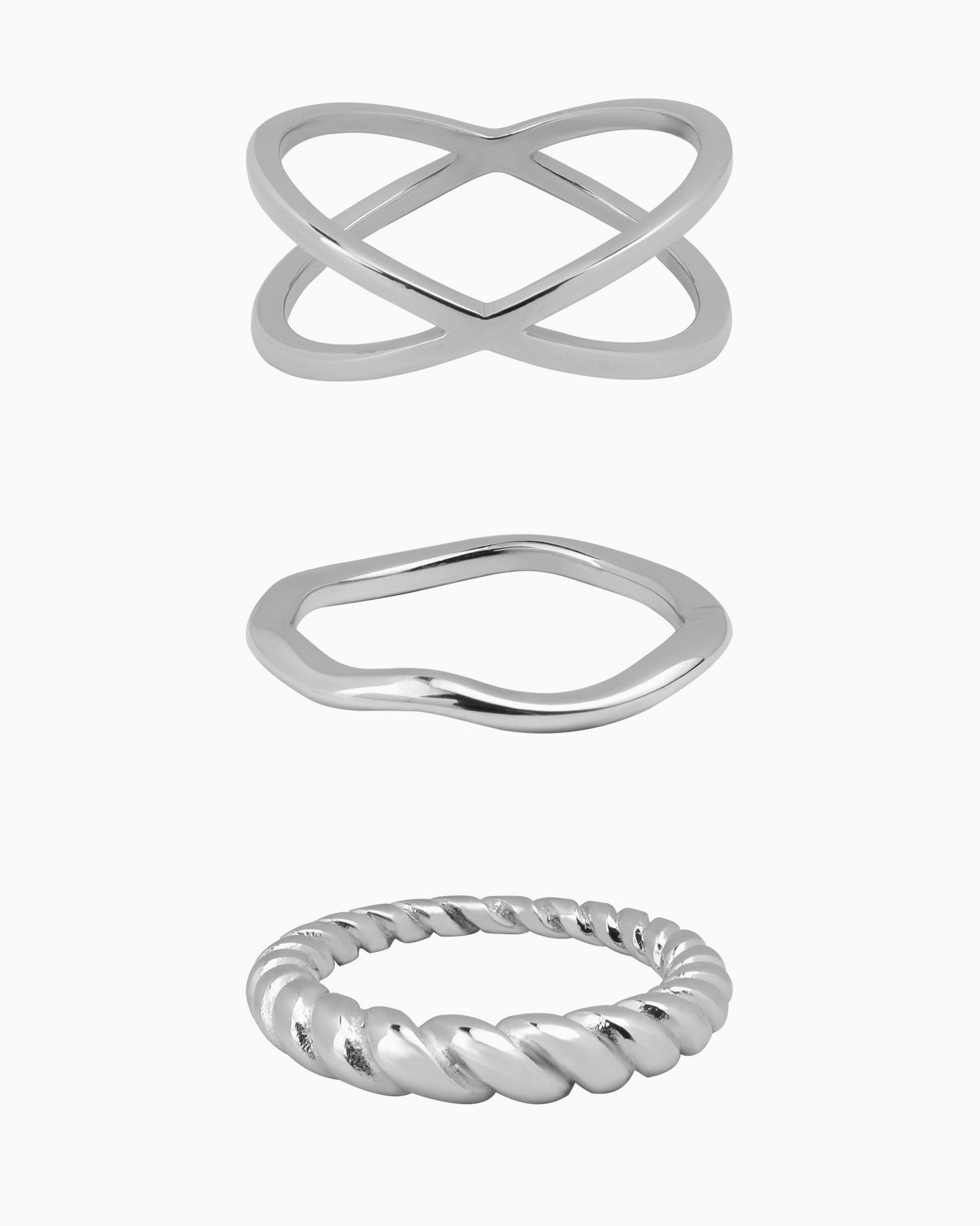 Silver Modern Stack Ring Set