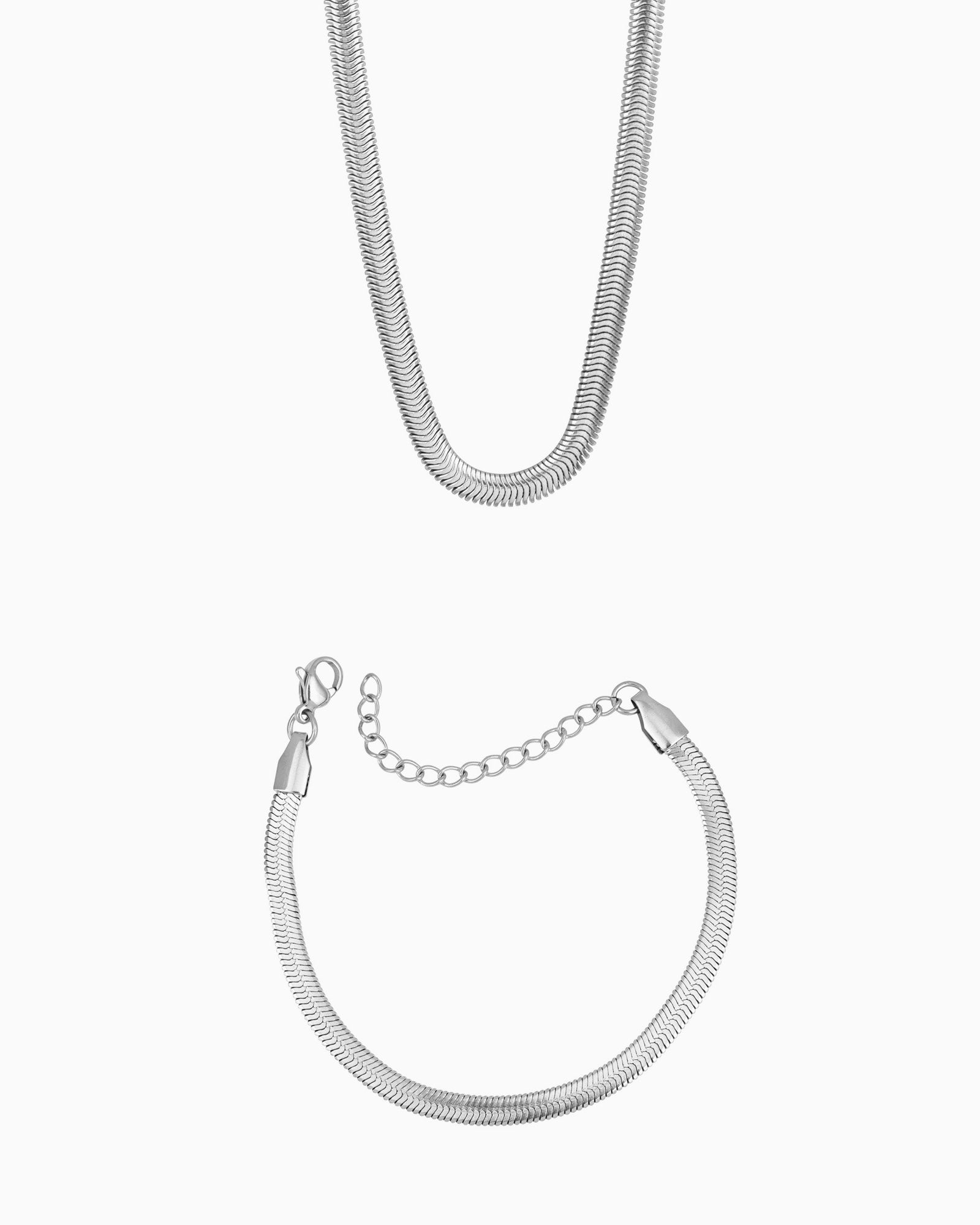 Silver Snake Chain Jewellery Set