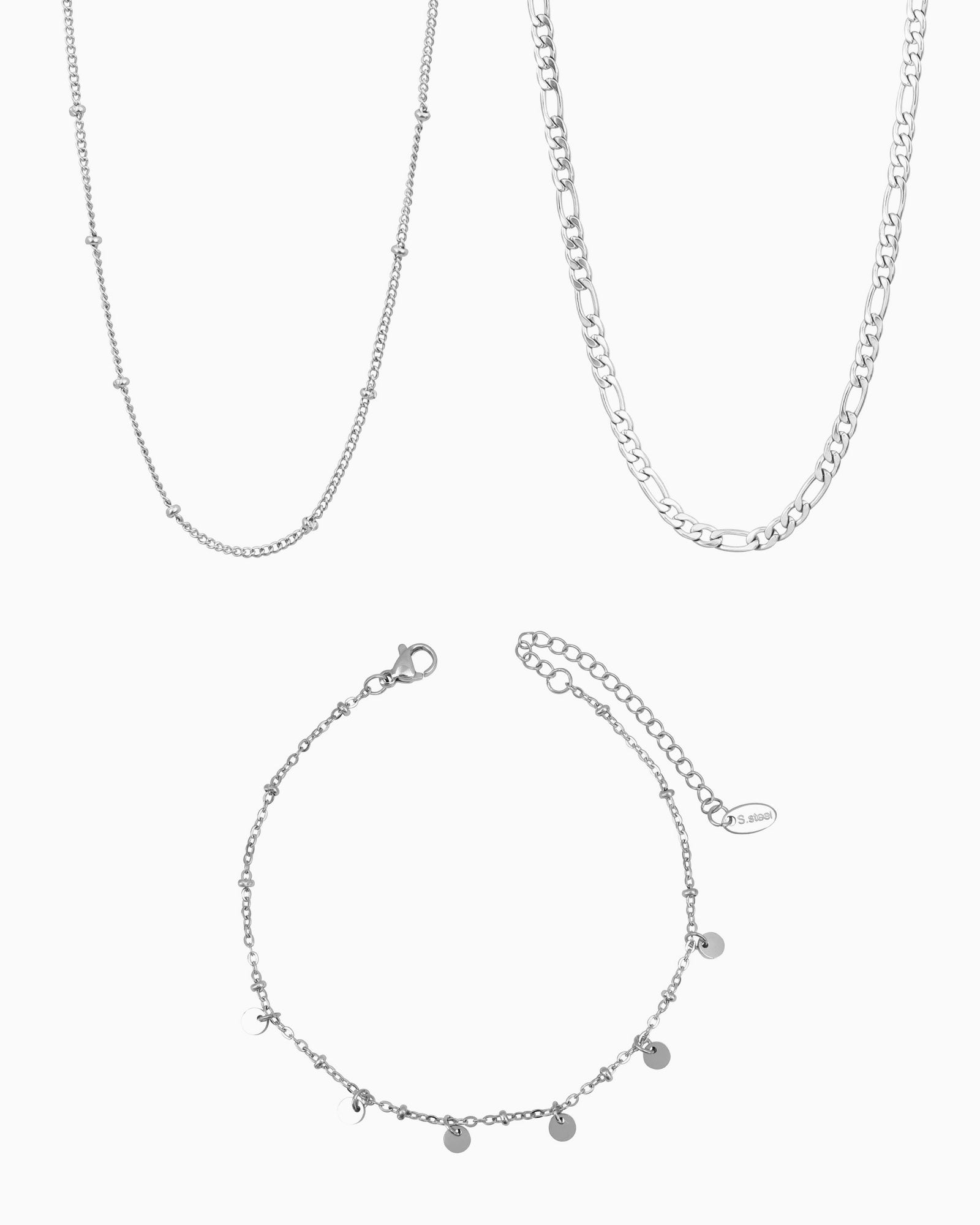 Silver Essentials Anklet & Chains Set
