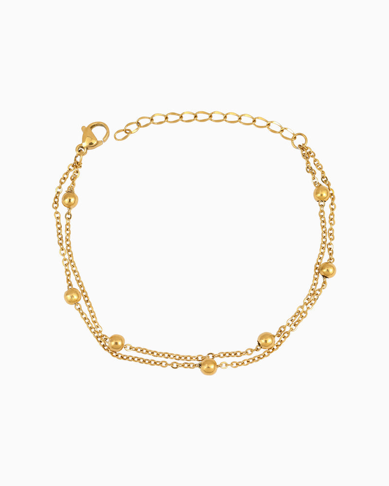 Essentials Double Chain With Spaced Bead Bracelet