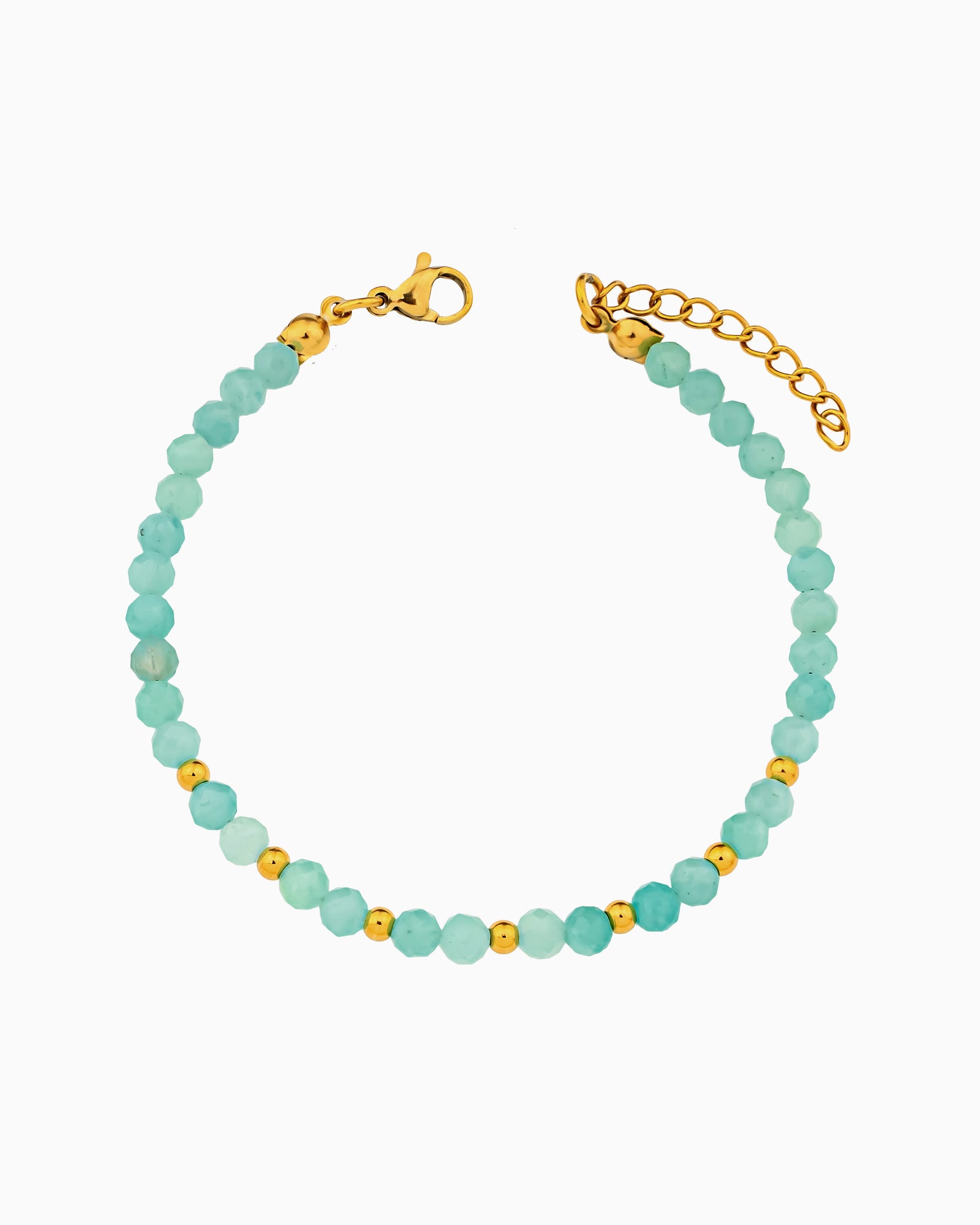 Solara Moonstone & Amazonite Gold Beaded Bracelet Set
