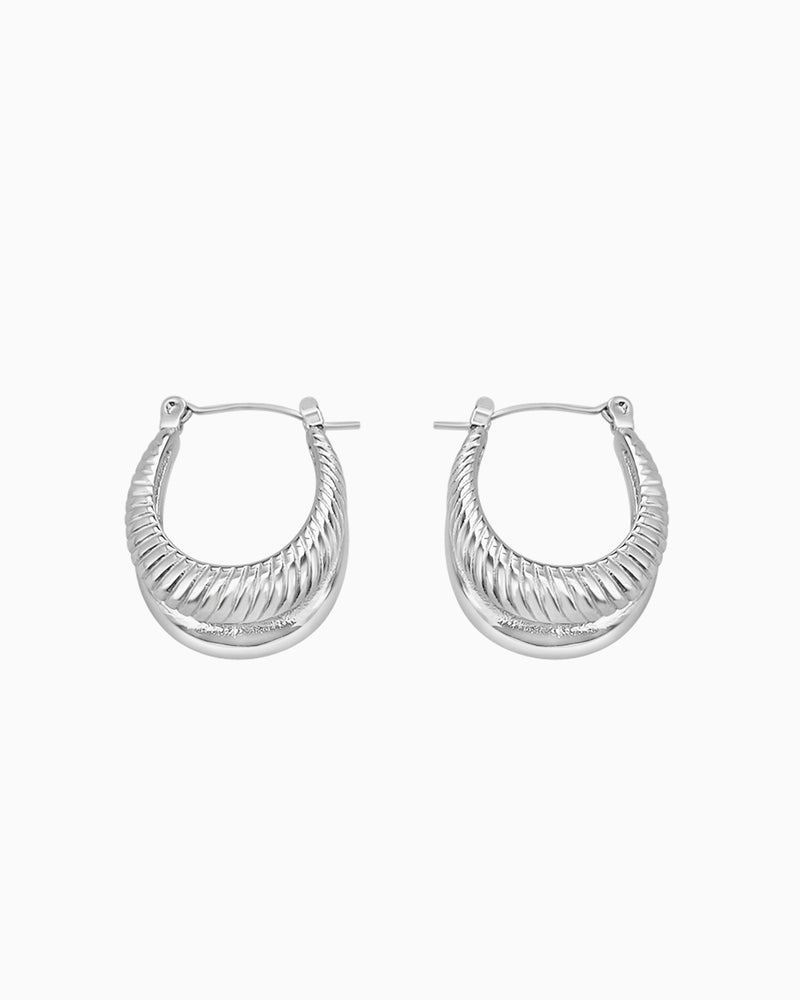 Cascada Polished & Ribbed Double Hoops