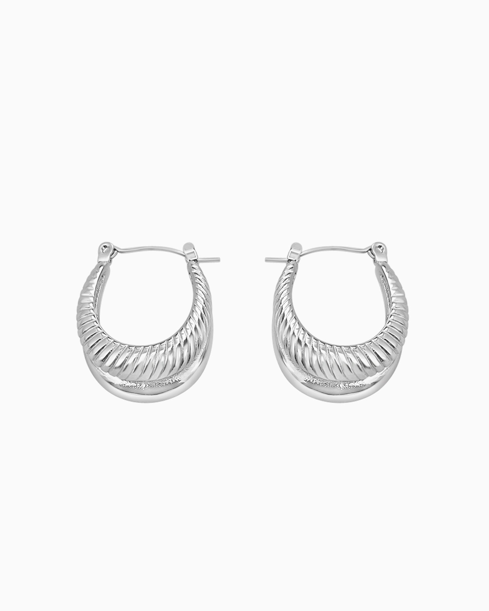 Cascada Polished & Ribbed Double Hoops