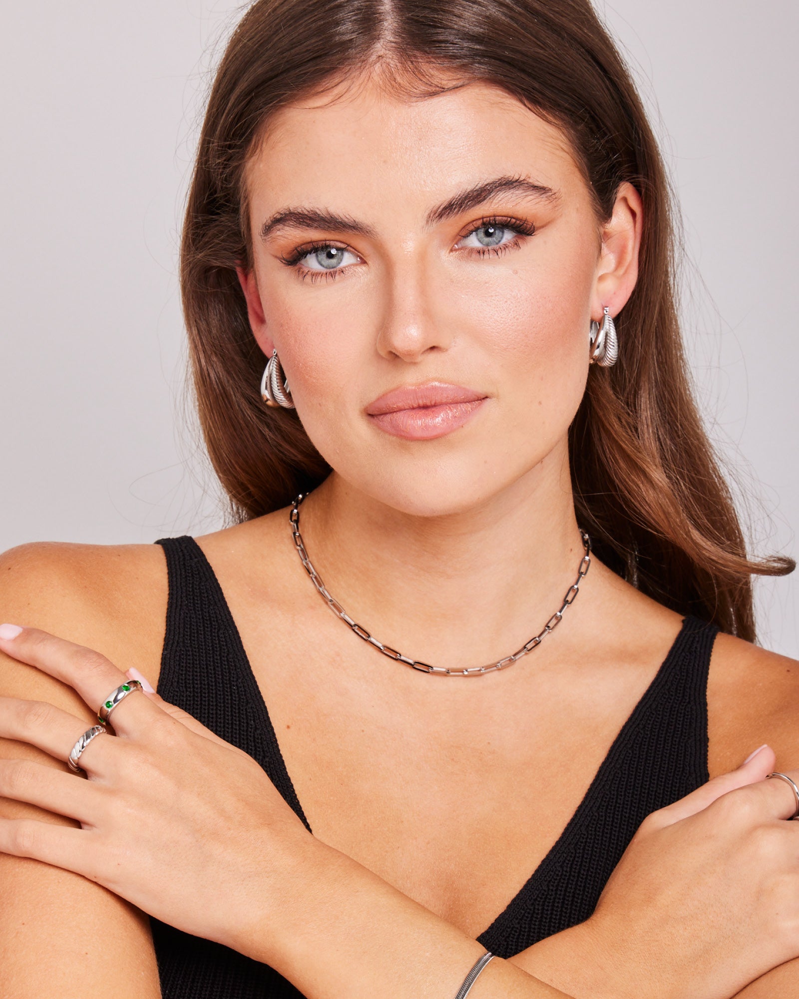 Statement Polished & Ribbed Double Hoops | Zoe Olivia Jewellery Australia
