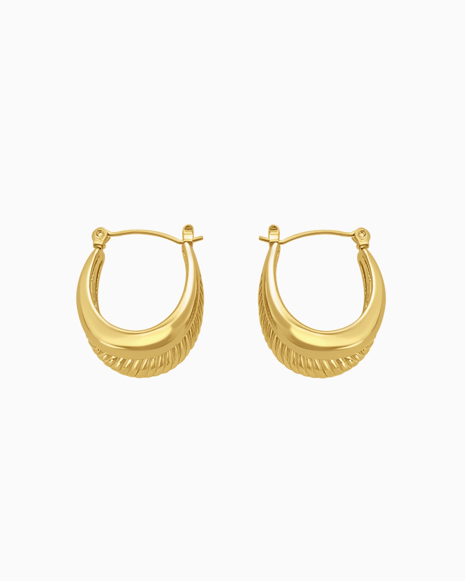 Cascada Polished & Ribbed Double Hoops