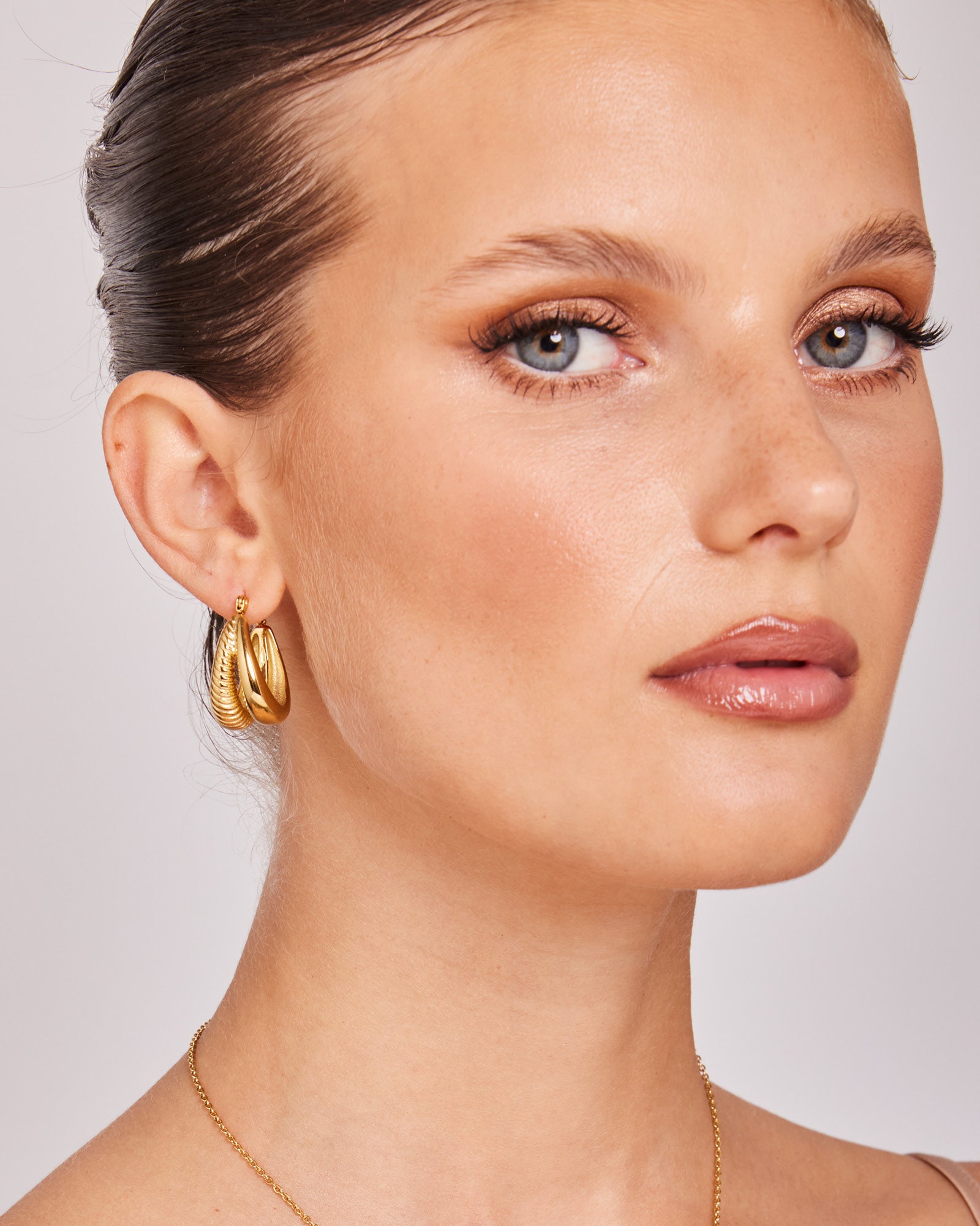 Statement Polished & Ribbed Double Hoops | Zoe Olivia Jewellery Australia