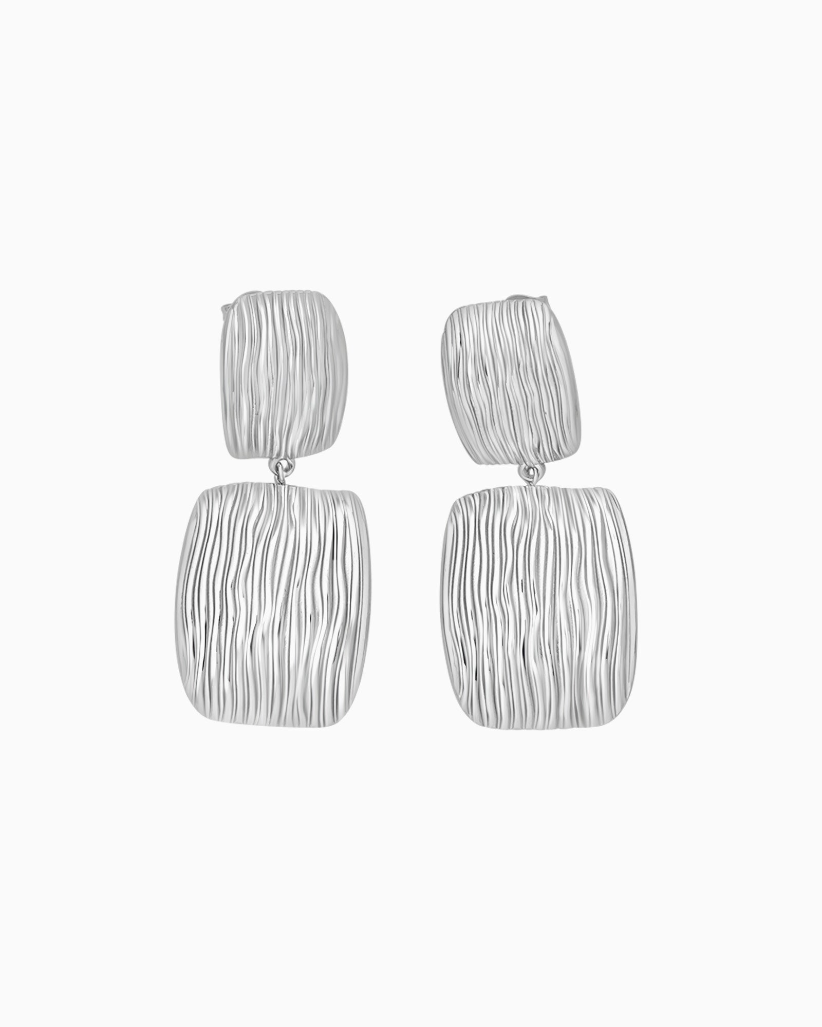 Cascada Ribbed Rectangular Drop Stud Earrings