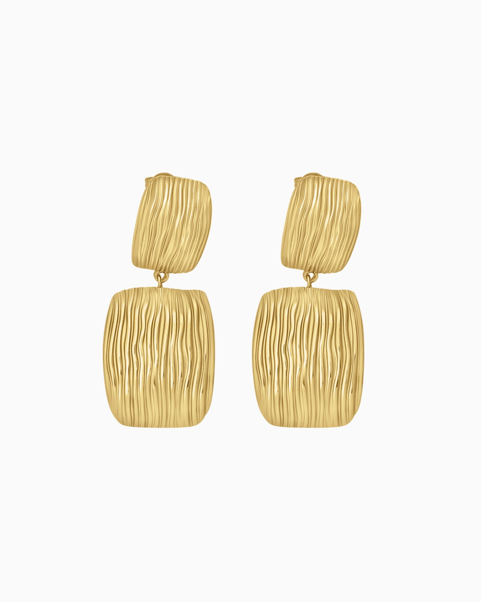 Cascada Ribbed Rectangular Drop Stud Earrings