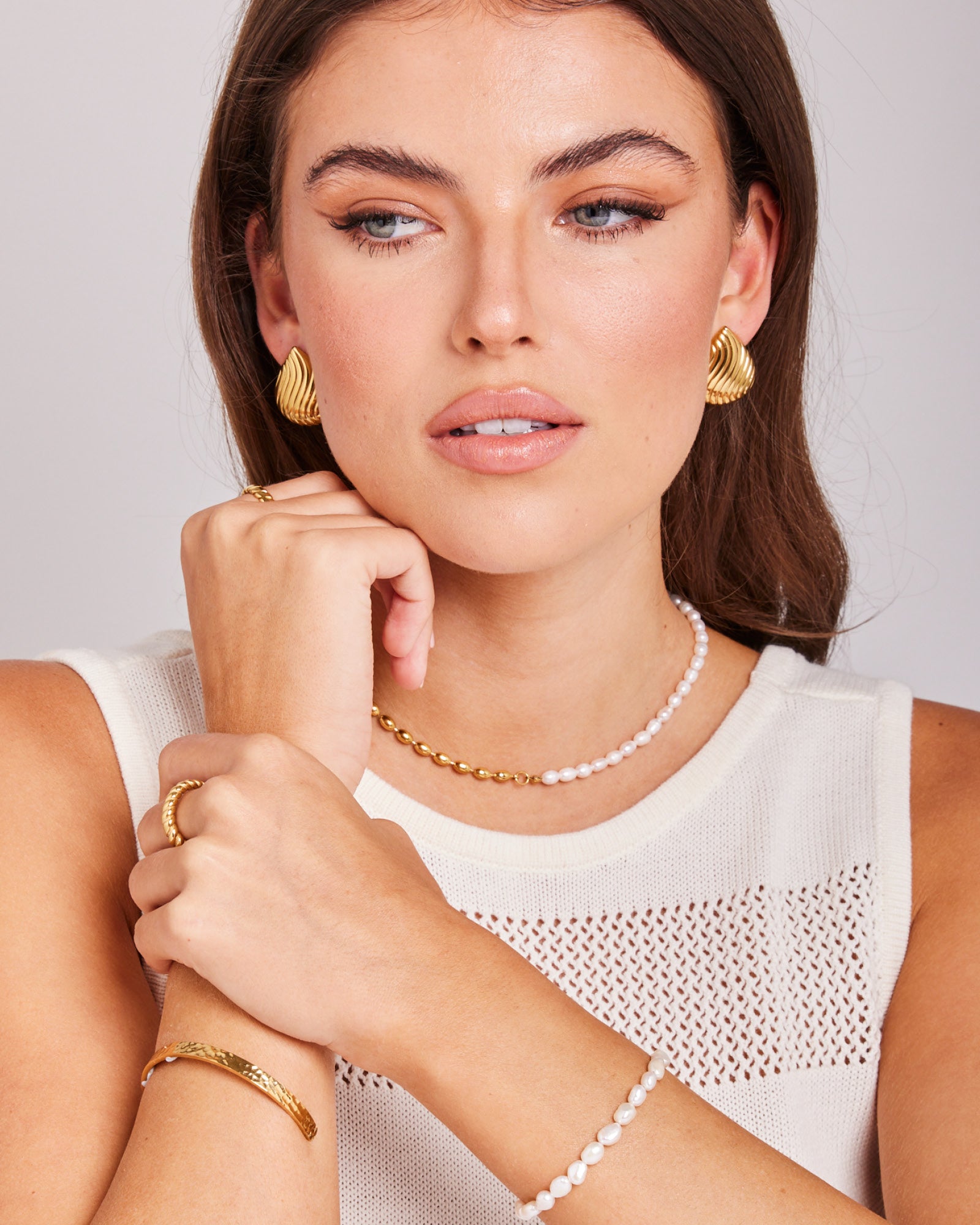 Drift Teardrop Rippled Stud Earrings | Zoe Olivia Jewellery Australia