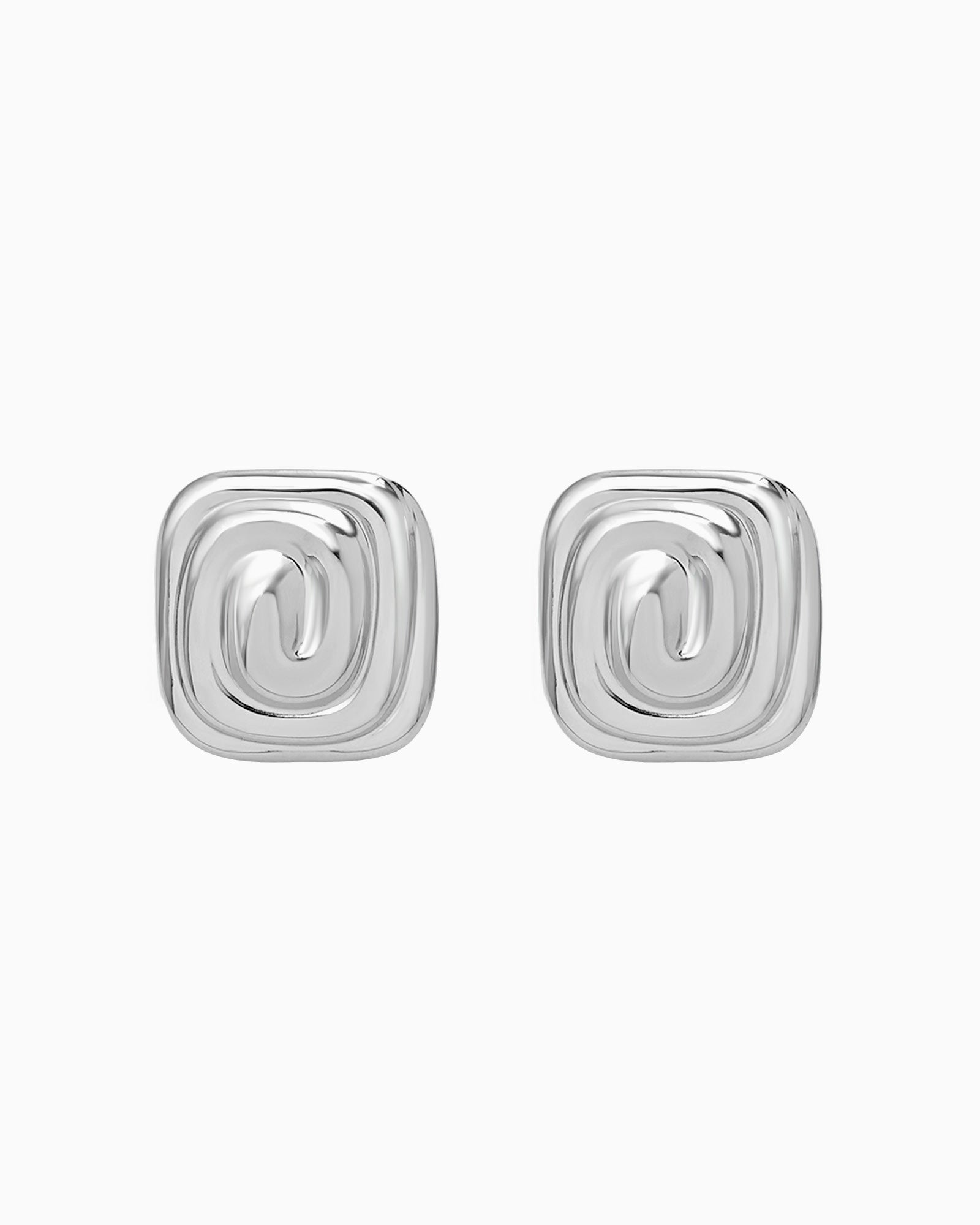 Cascada Rectangular Curled Texture Stud Earrings
