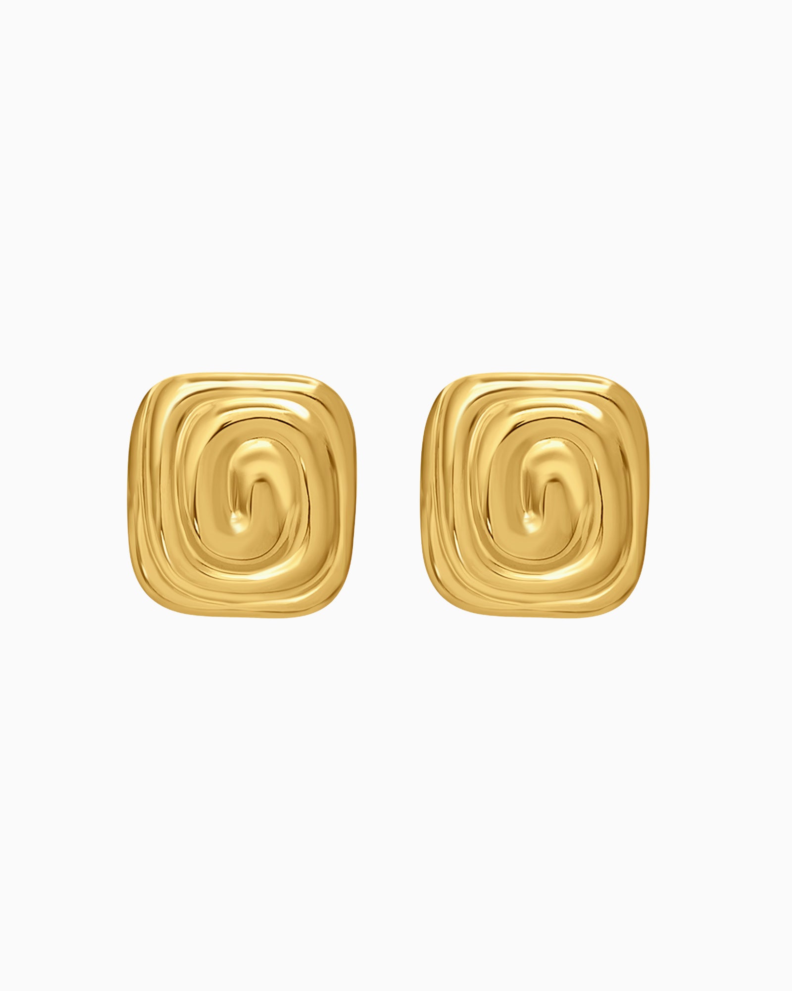 Cascada Rectangular Curled texture Stud Earrings