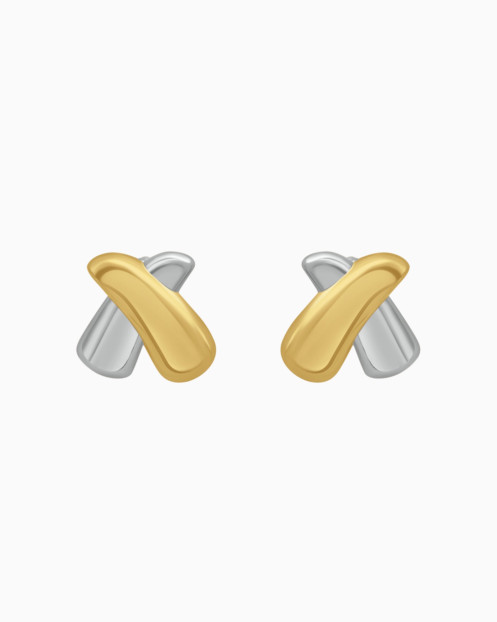 Dunes Two-Tone Crossover Stud Earrings