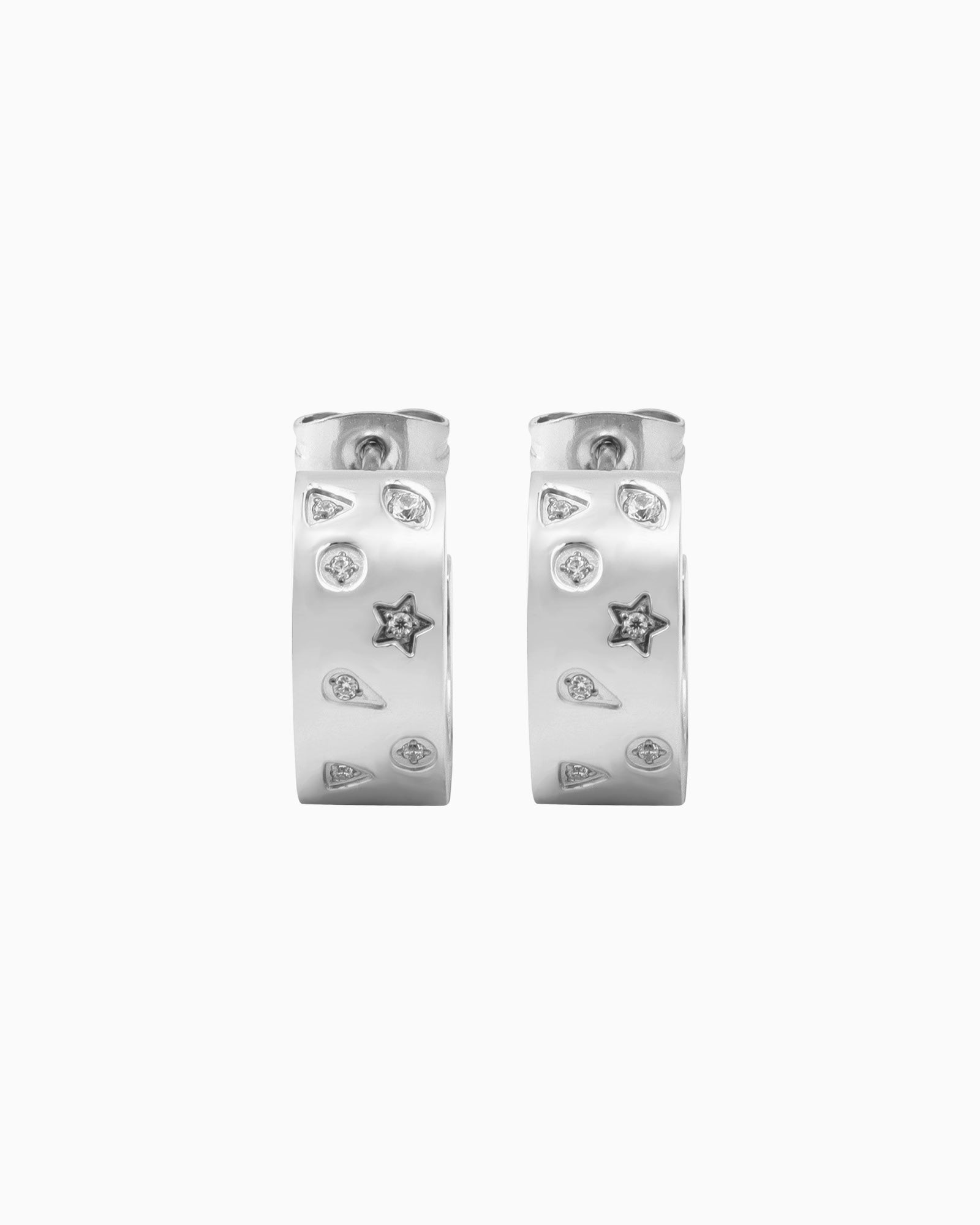 Stars Thick Speckled Cubic Zirconia Hoops