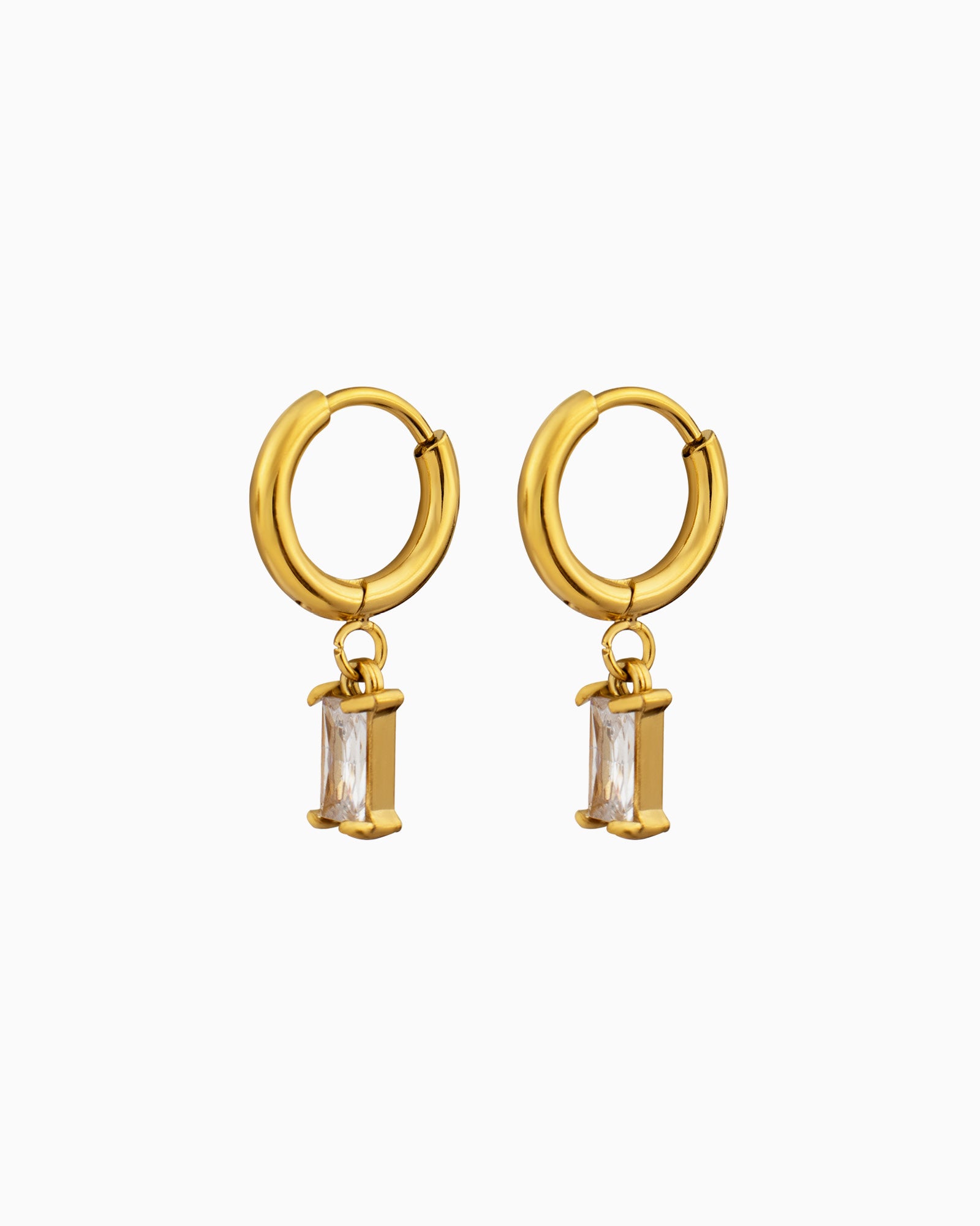 Aurora Mini Emerald Cut Pendant Hoops