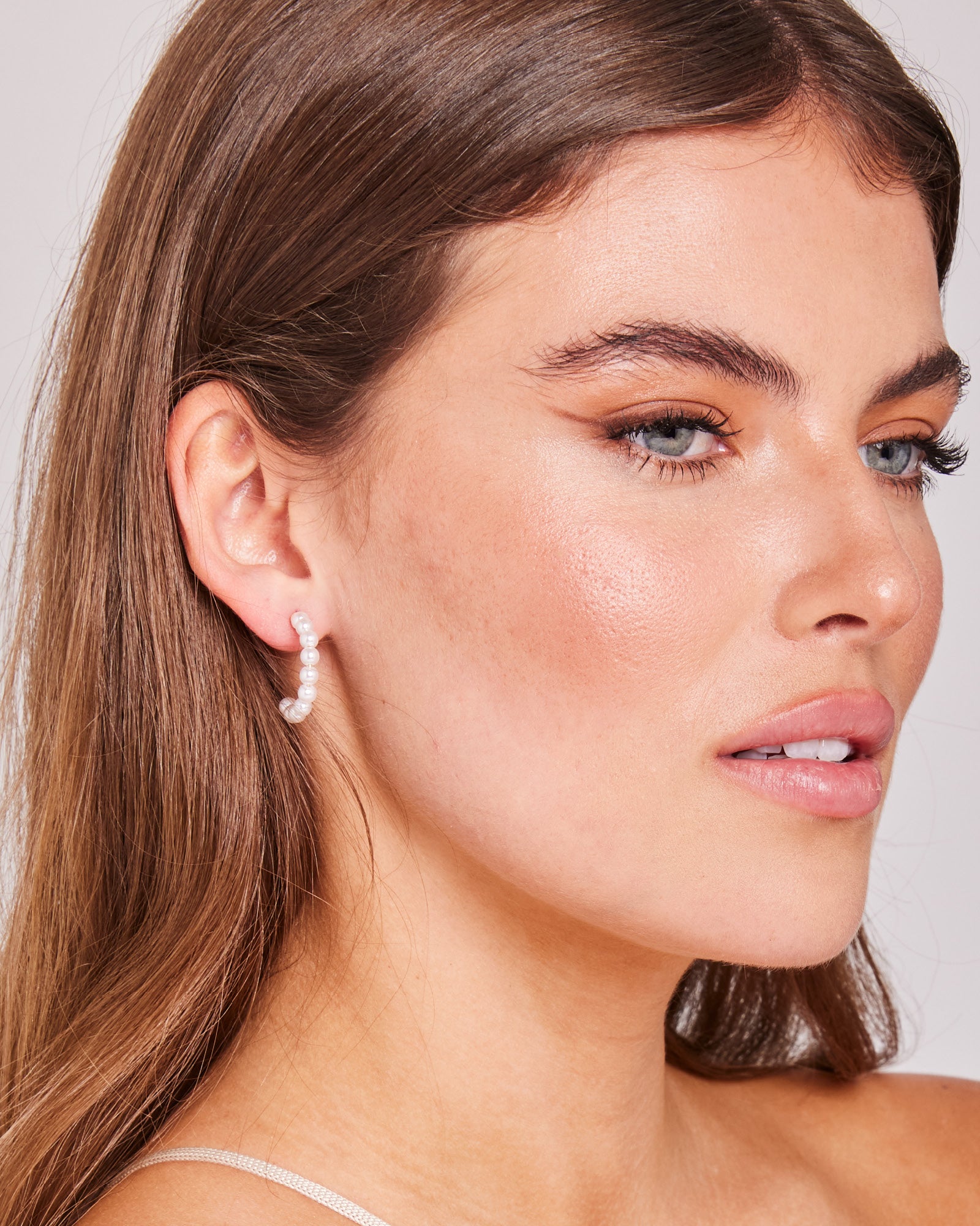 Opaline Mini Pearl Stud Hoops | Zoe Olivia Jewellery Australia