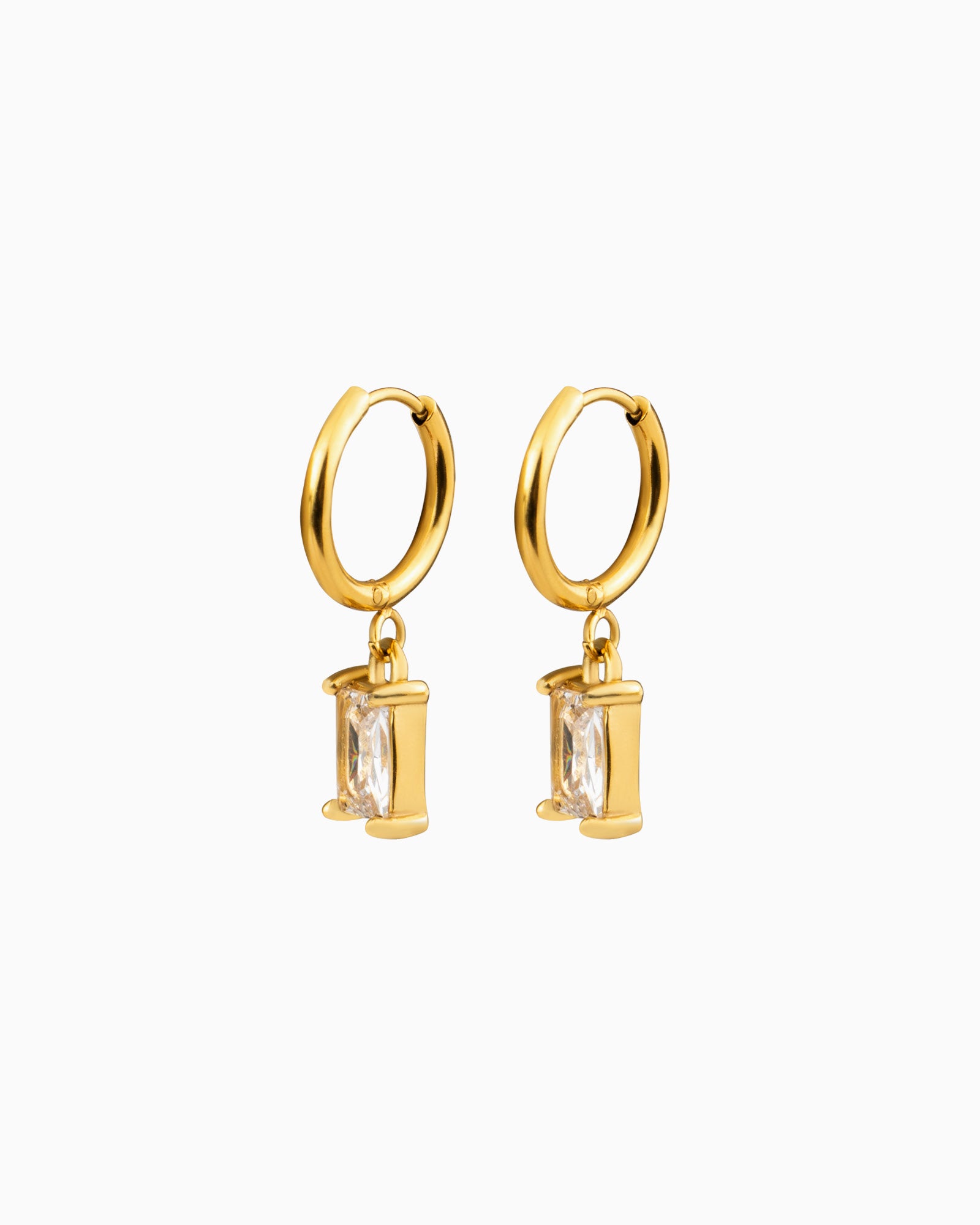 Aurora Large Emerald Cut Pendant Hoops
