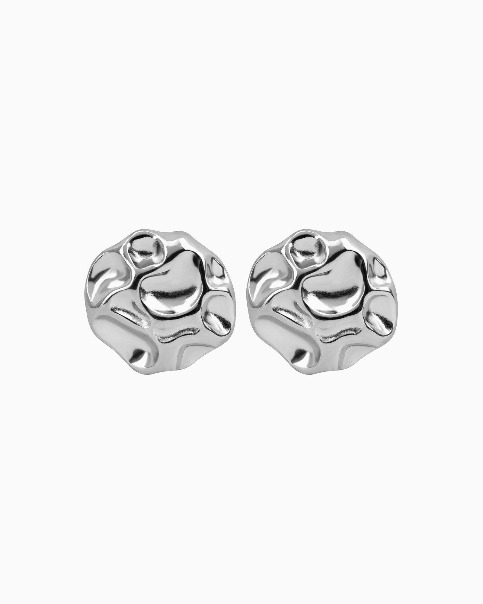Cascada Round Hammered Texture Stud Earrings