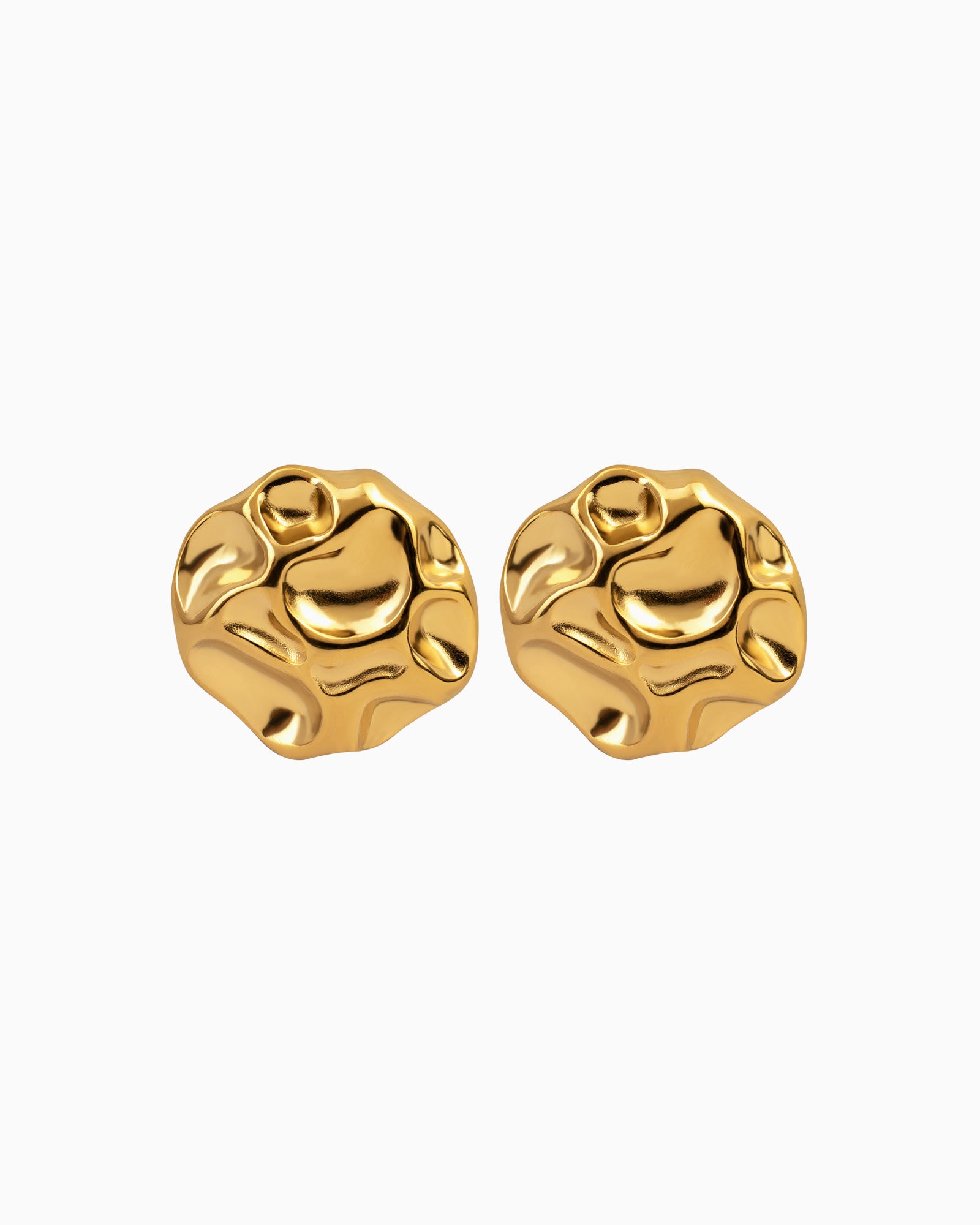 Cascada Round Hammered Texture Stud Earrings